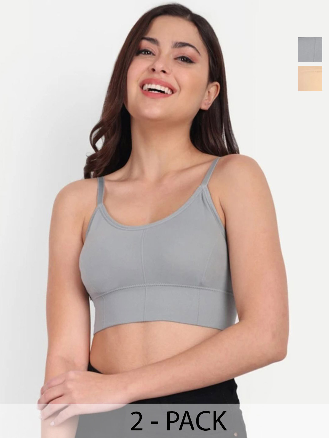 Megir Women Pack of 2 Seamless Padded Crop Top Bra