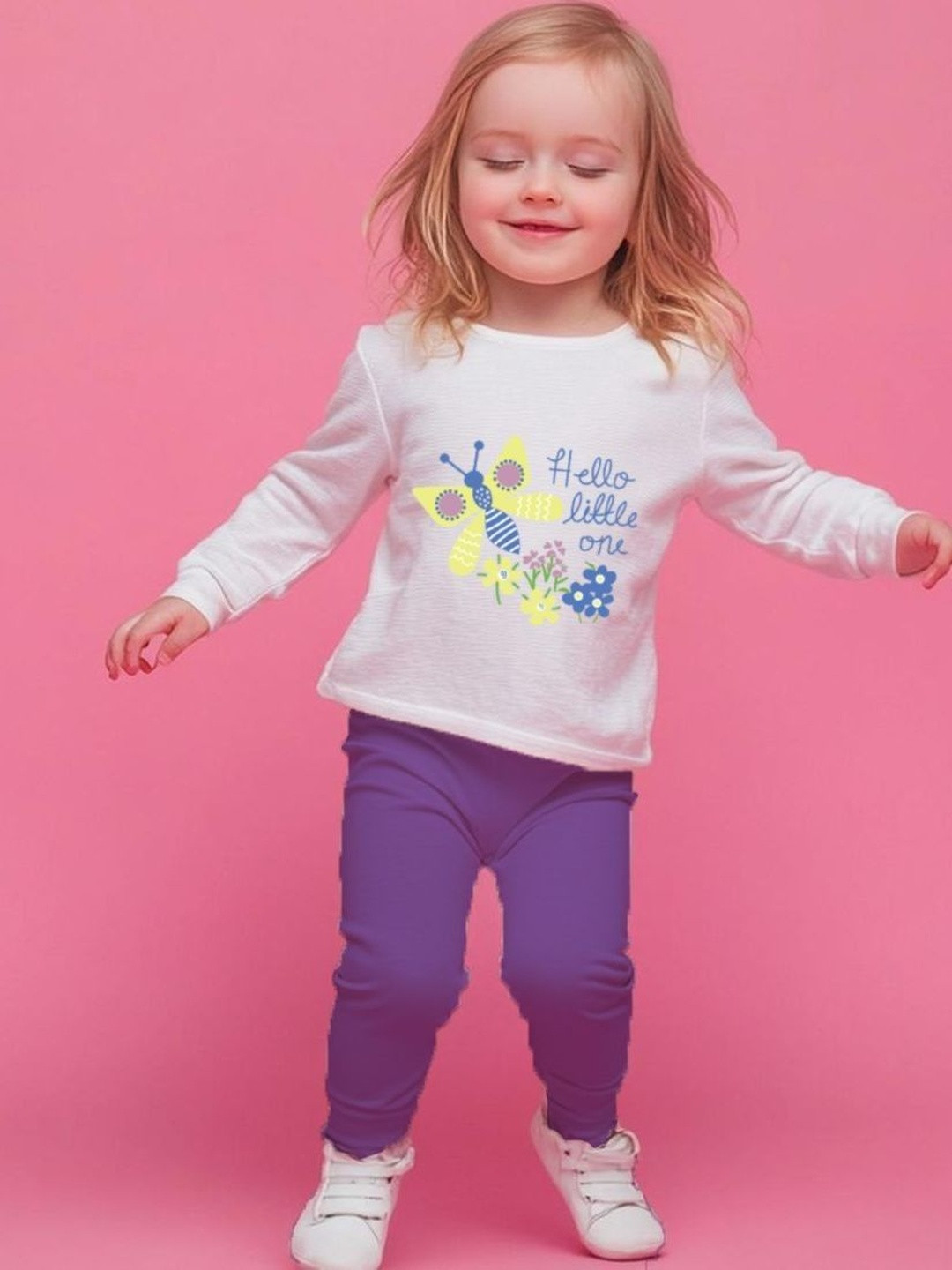 Luke & Lilly Girls Printed Pure Cotton T-shirt with Trousers