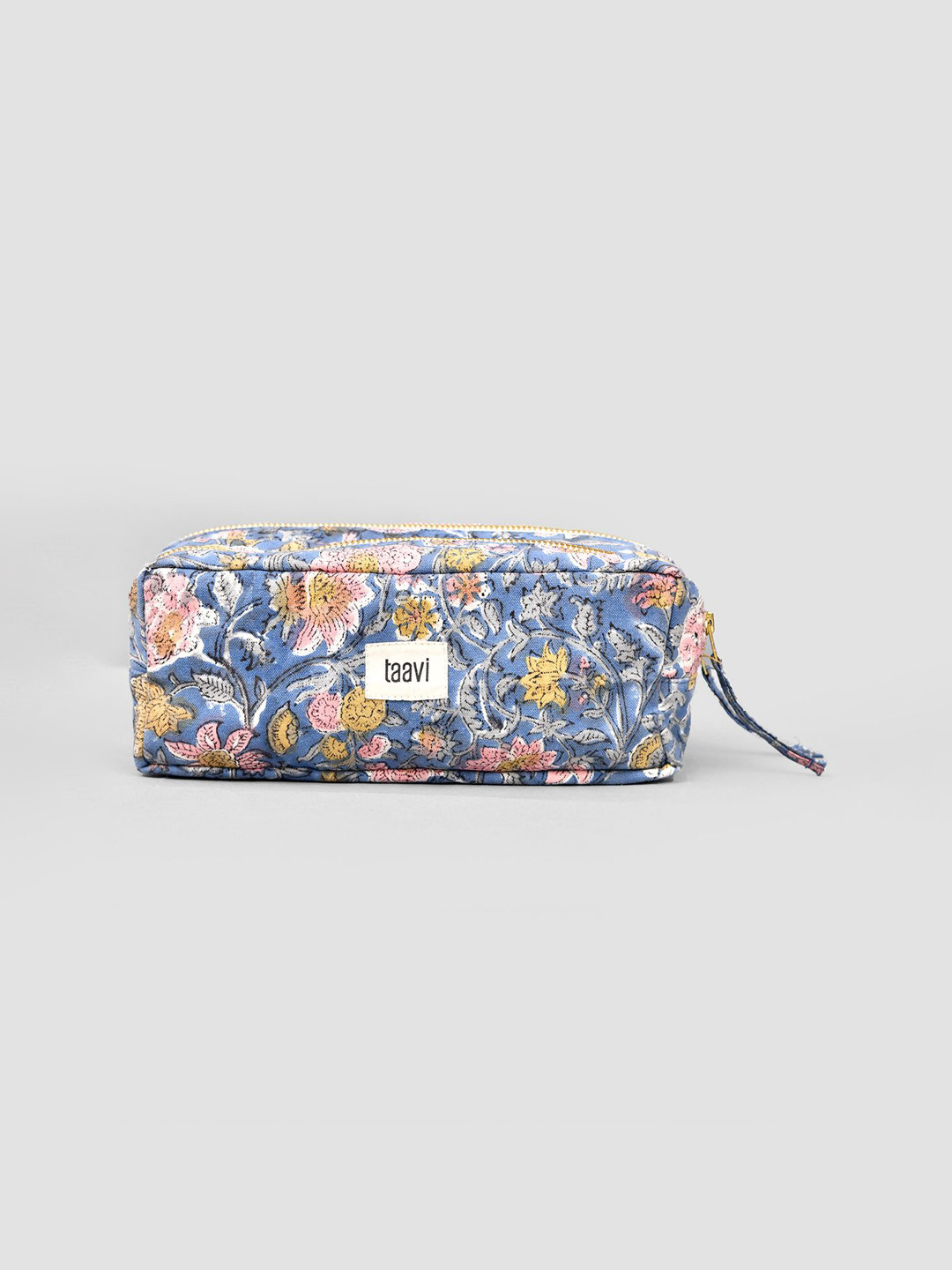 Taavi Block Printed Canvas Travel Organiser Pouch