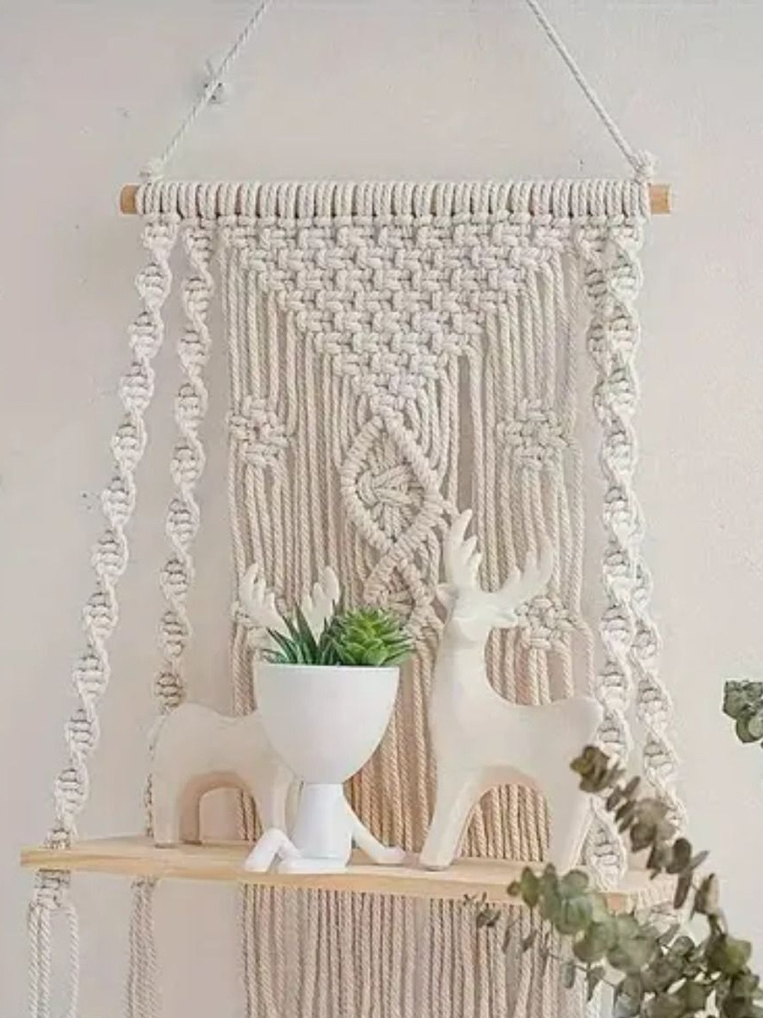 Aain White Fabric Wall Decor Wall Hanging For Home Decor
