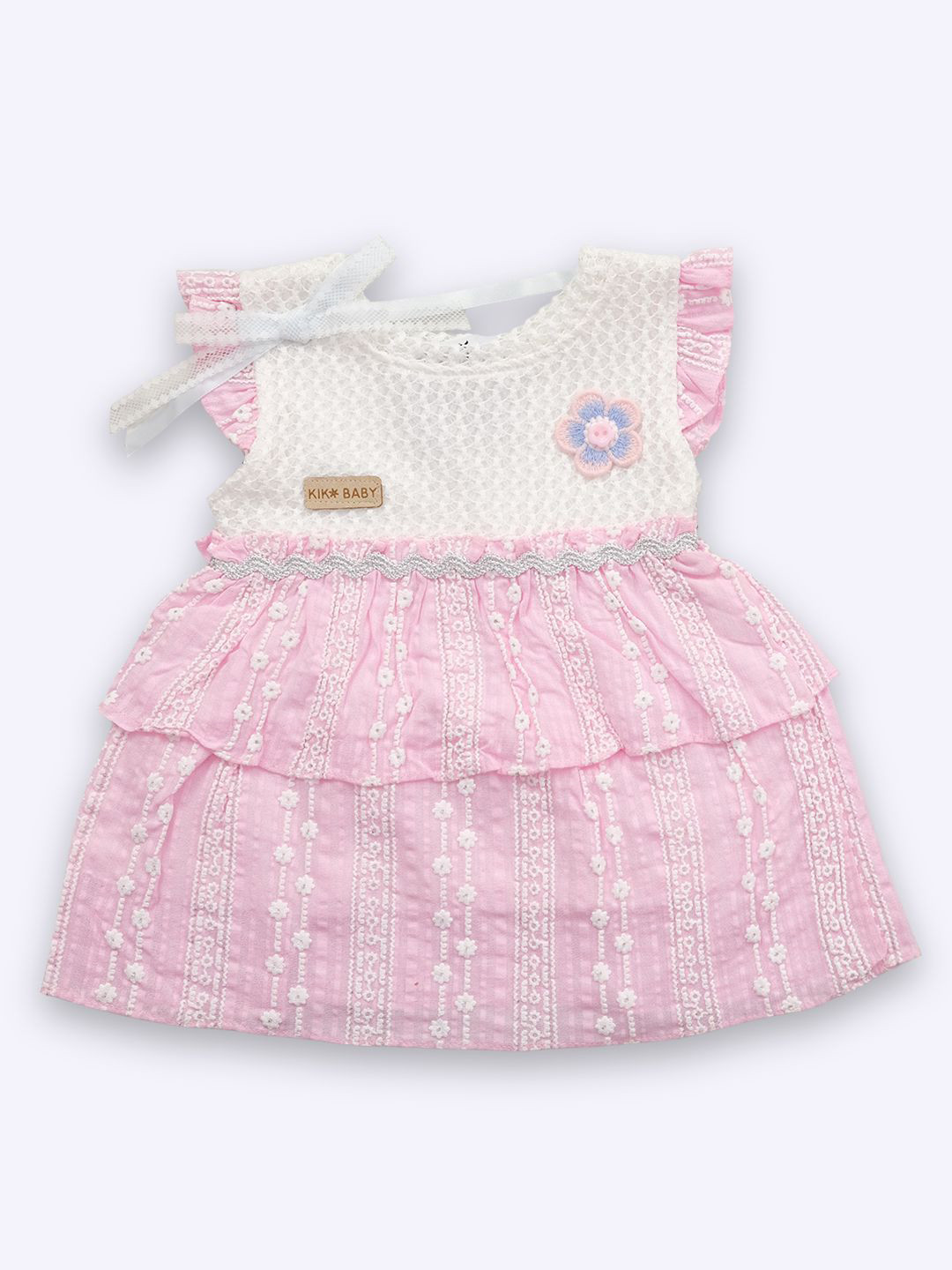 YK x Nice Kidz Girls Embroidered Pure Cotton Fit and Flare Dress