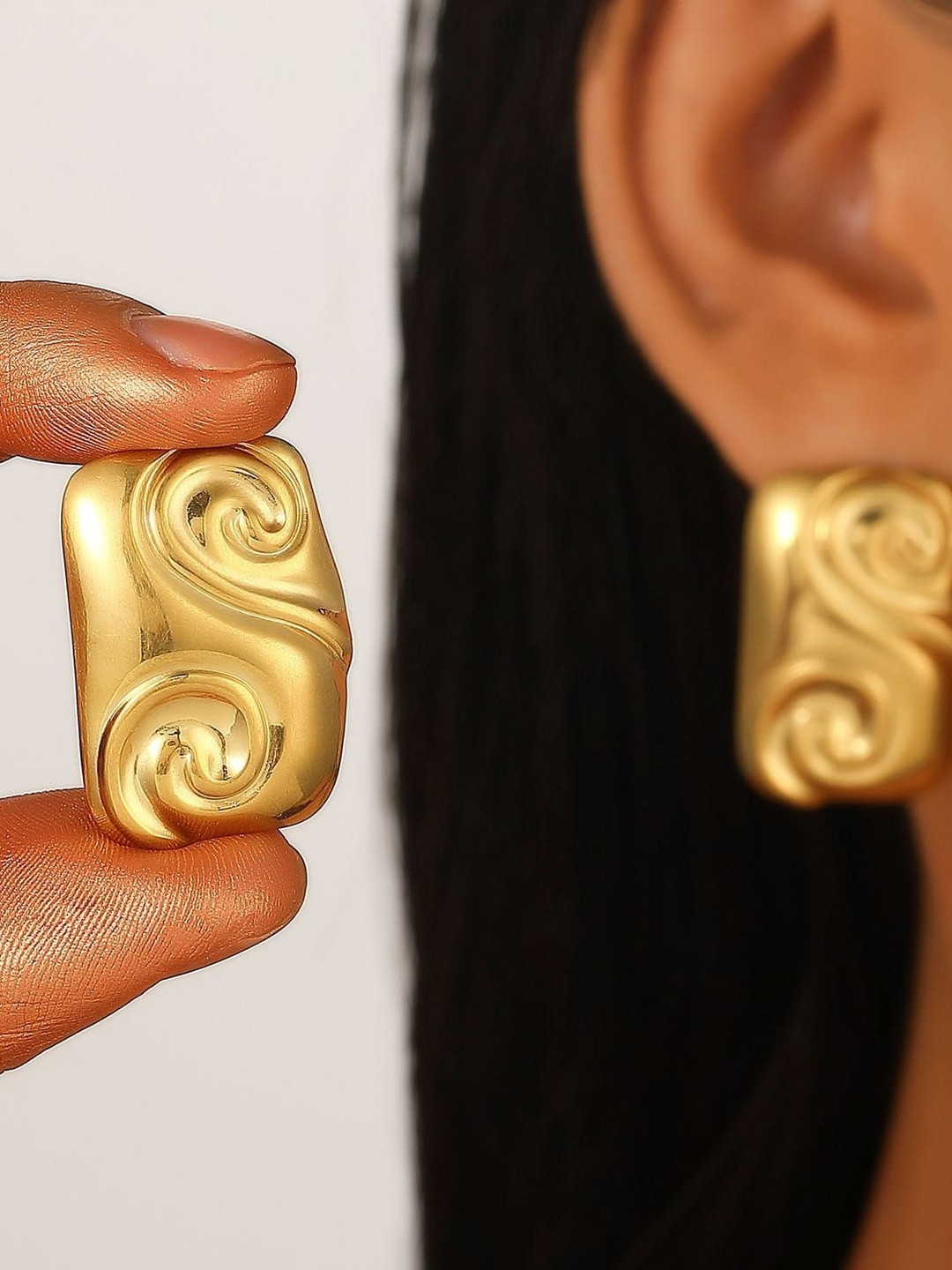 Jewelfy Women Gold Plated Stainless Steel New Korean Design Earrings