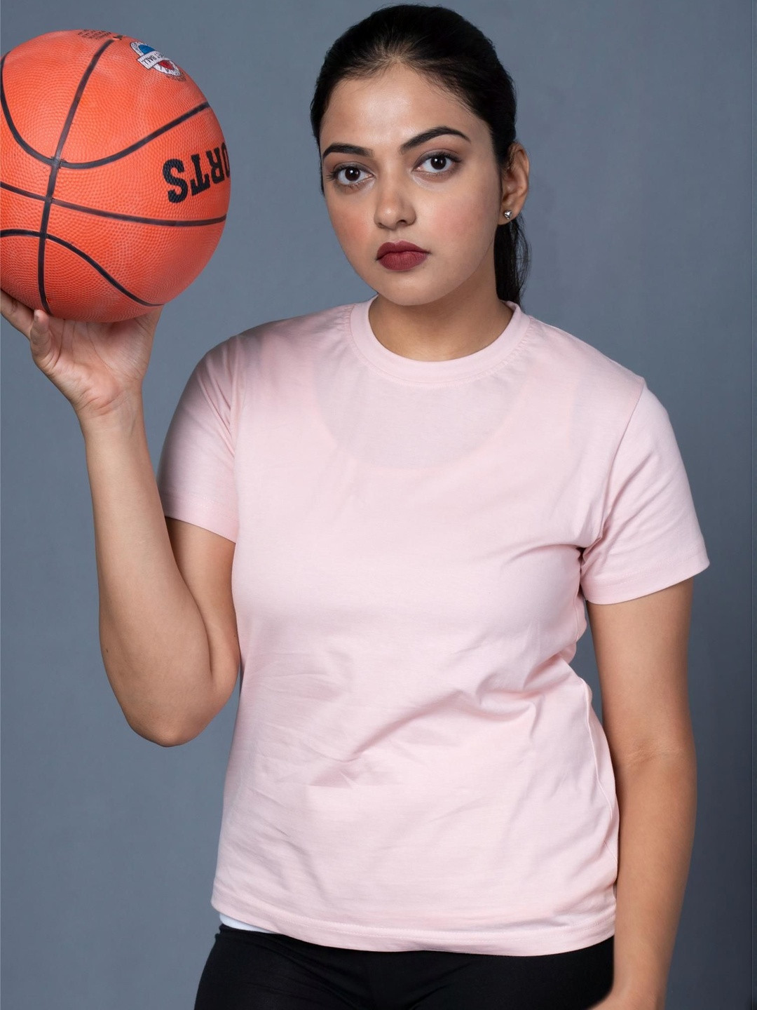 OUTLAWS Women Solid Round Neck Cotton T-shirt