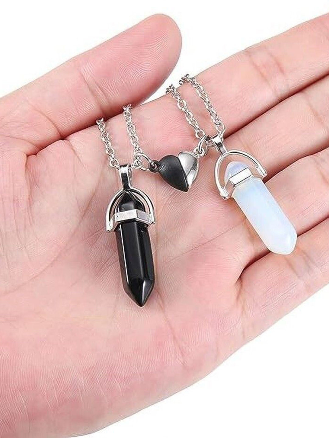PASU FASHION Unisex Set Of 2 Stainless Steel Capsul Shaped Pendants With Chains