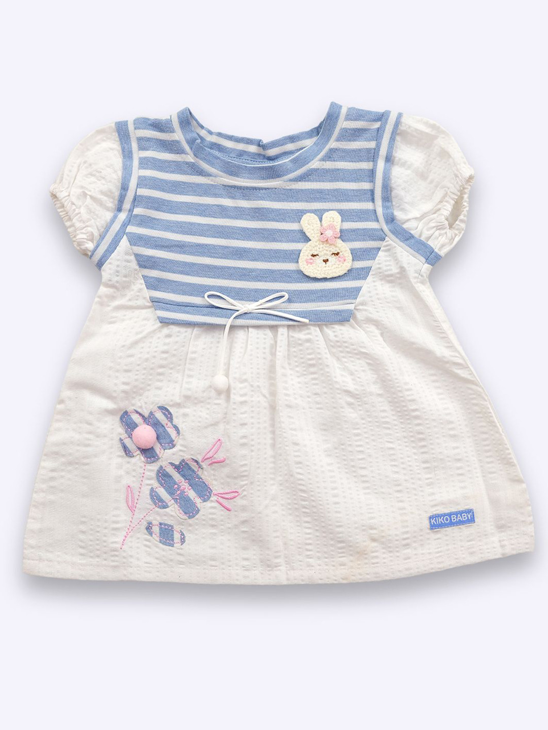 KIKO Girls Striped Cotton Fit & Flare Dress