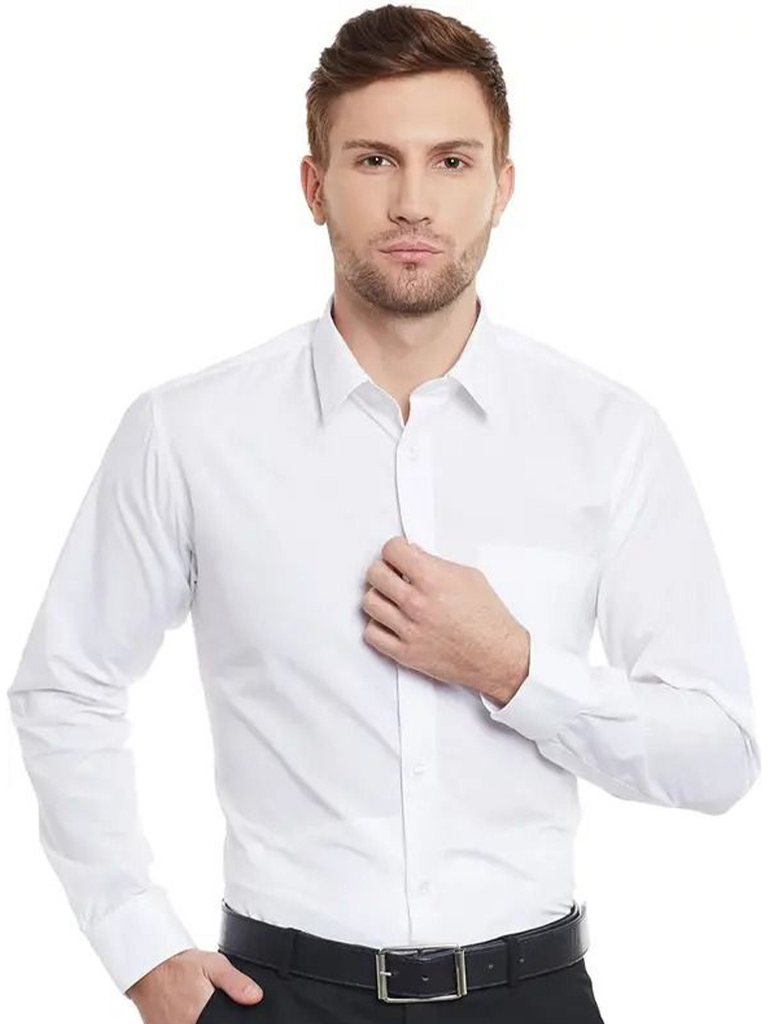 SAB Bags Men Slim Fit Solid Spread Collar Cotton Formal Shirt