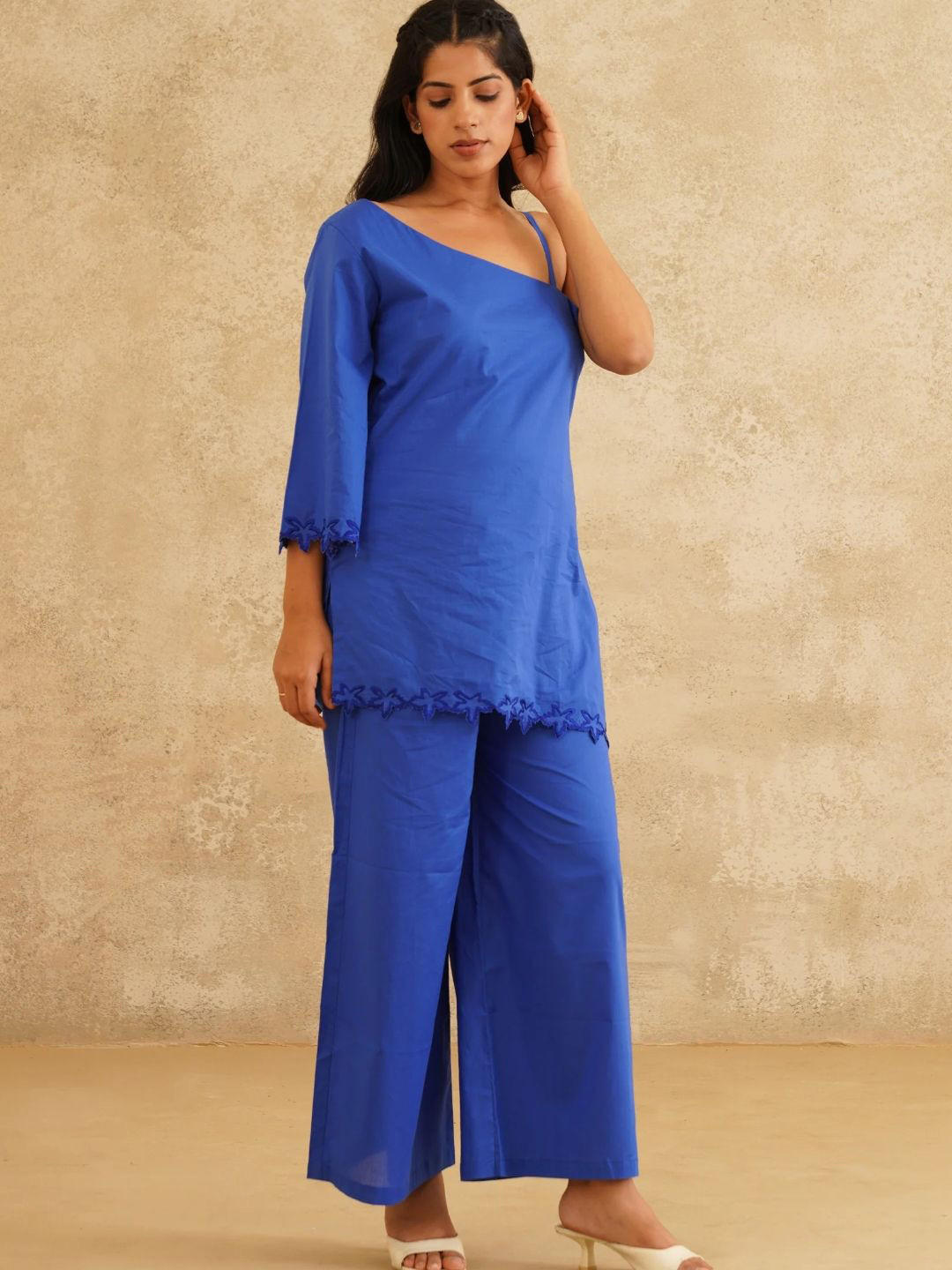 DZINEOAK One Shoulder Tunic With Trousers Co-Ords Set