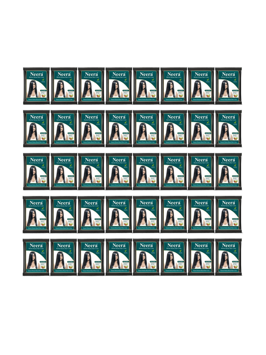 Neera Set Of 20 Herbal Henna Based Hair Color - 10 g Each - Natural Black