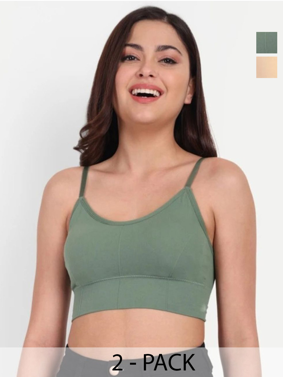 Megir Women Pack of 2 Seamless Lightly Padded Crop Top Bra