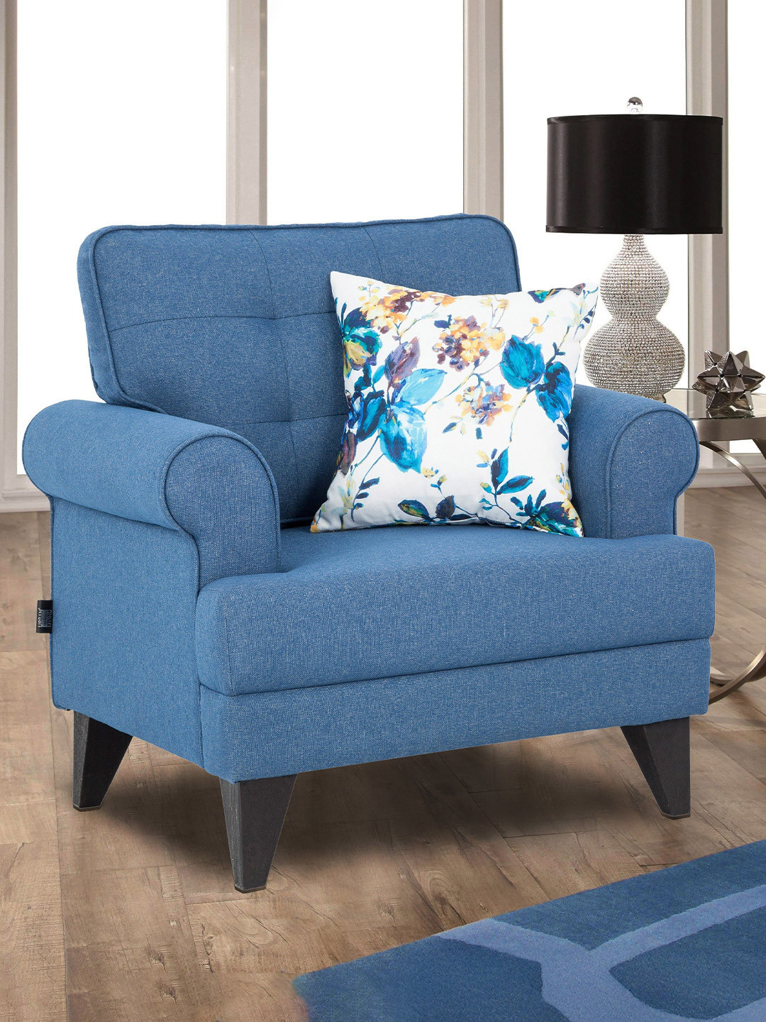 HomeTown Blue Rectangle Single Seater Sofa