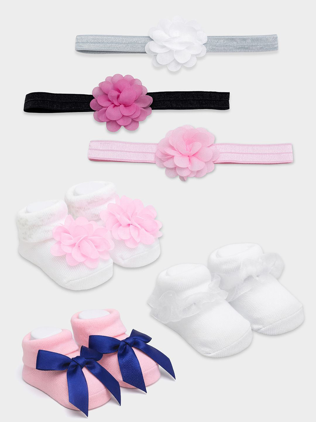 MiArcus Girls Set Of 3 Headband With Ankle Length Socks
