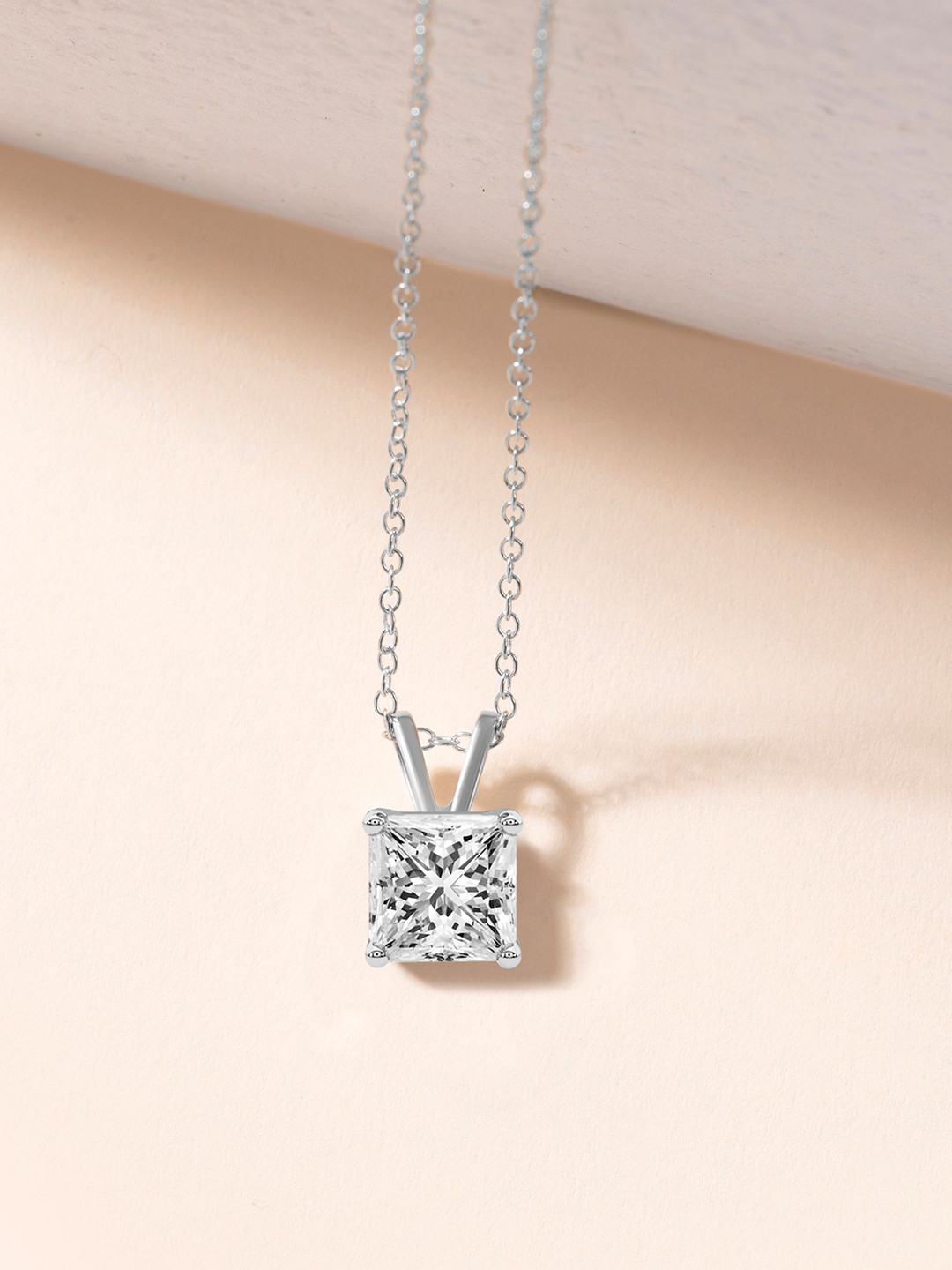 Sparkles Women 14Kt Gold Prong Princess Solitaire Pendant With Lab Grown Diamond - 0.75g