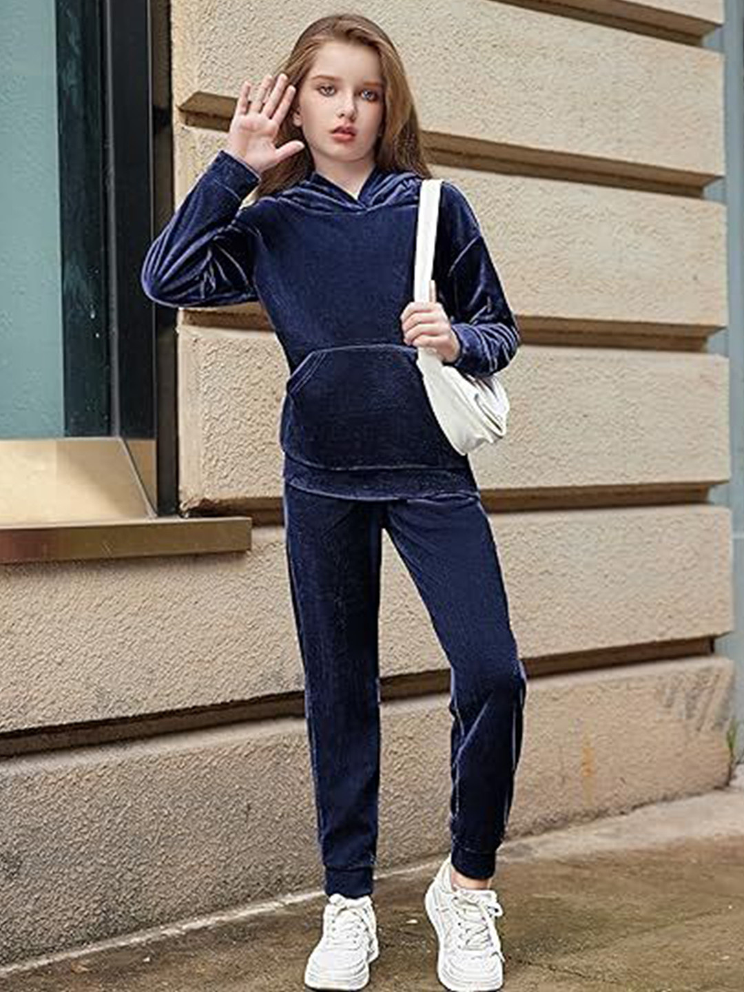 R Cube Girls Velvet Hoodie with Jogger Tracksuits