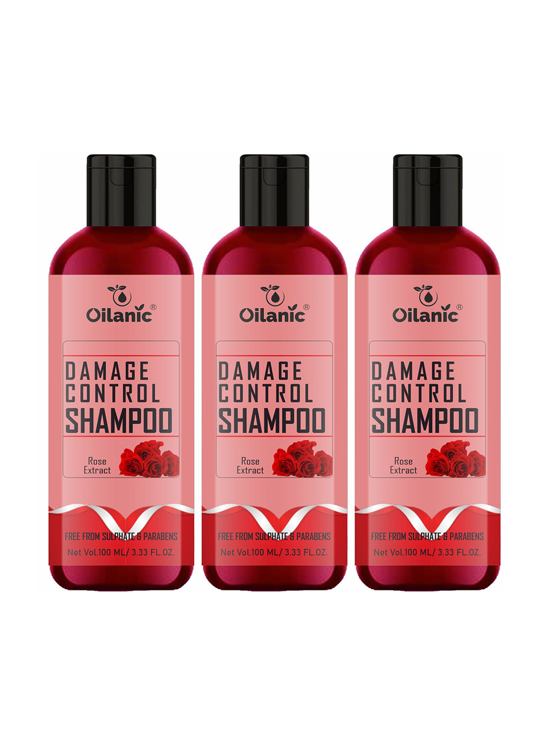 Oilanic Set Of 3 Damage Control Shampoo With Rose Extract- 100 ml Each