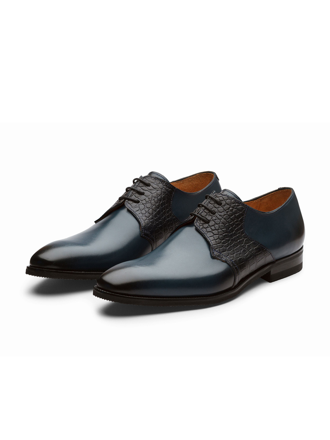 Dapper Shoes Co. Men Textured Crocodile Leather Formal Derbys