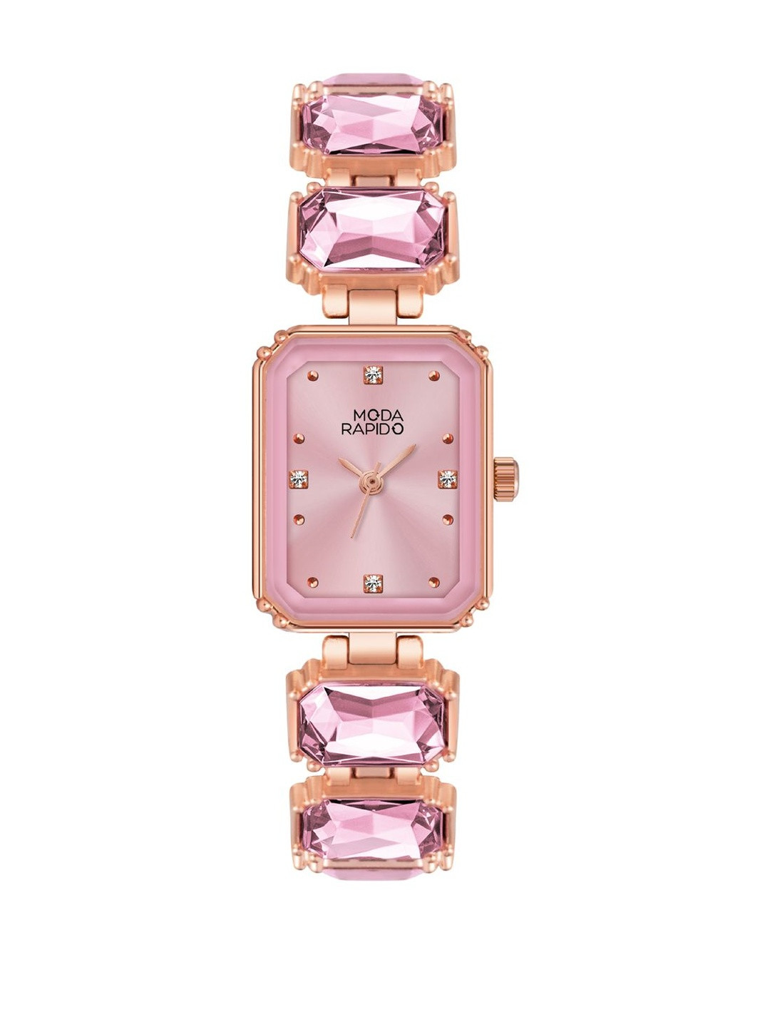 Moda Rapido Women Pink Dial & Stainless Steel Patterend Chain Casual Watches