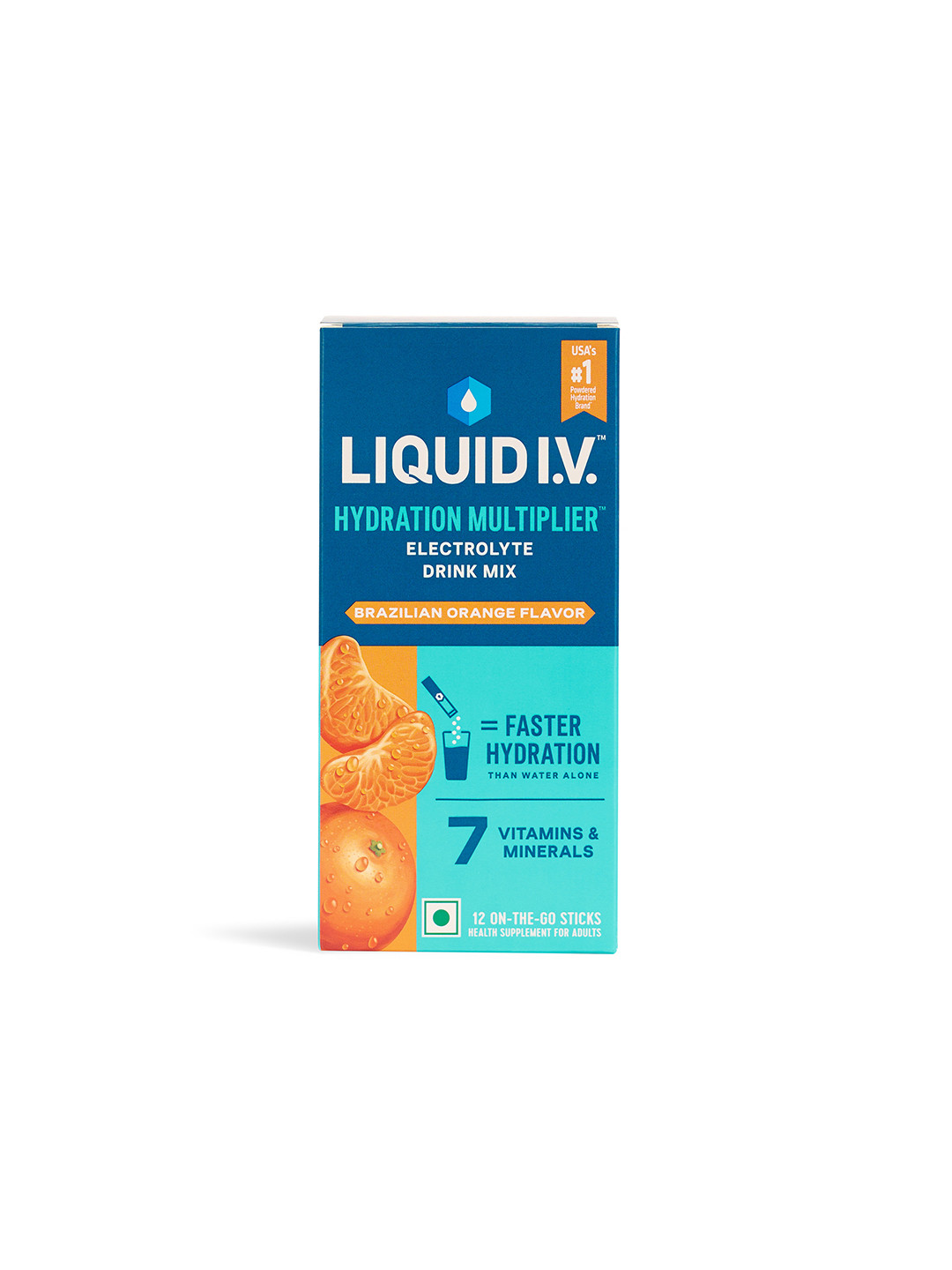 Liquid IV Hydration Multiplier Hydration Drink Mix 12 Sticks 16g Each - Brazilian Orange