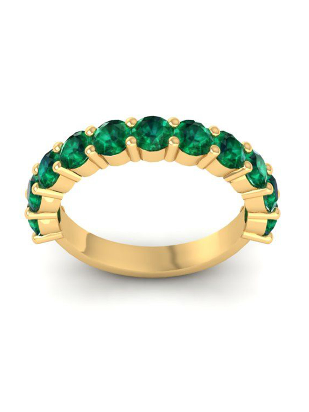 STRIKEY 925 Sterling Silver 14k Gold Plated Emerald Studded Finger Ring