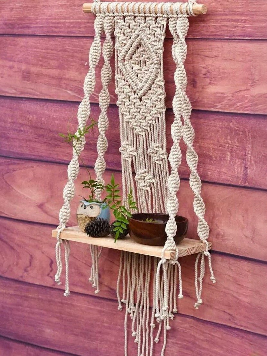 Aain White & Beige Wall Fabric Designed Hangings