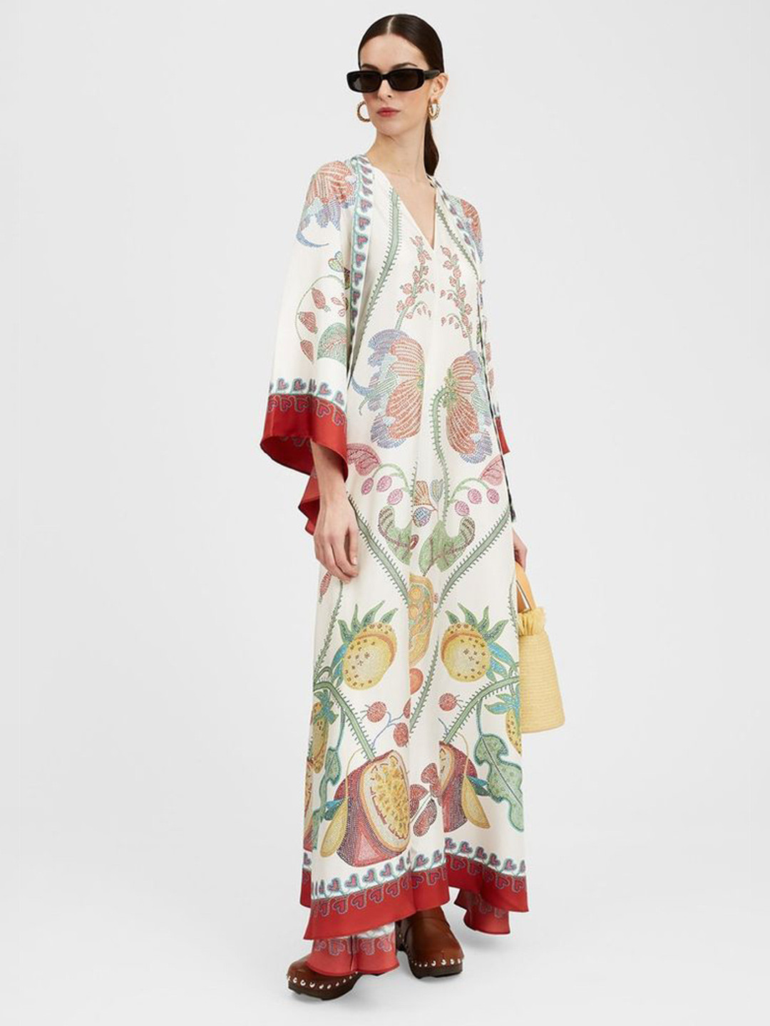 LULU & SKY Bohemian Ethnic Motif Kimono Sleeve Maxi Dress