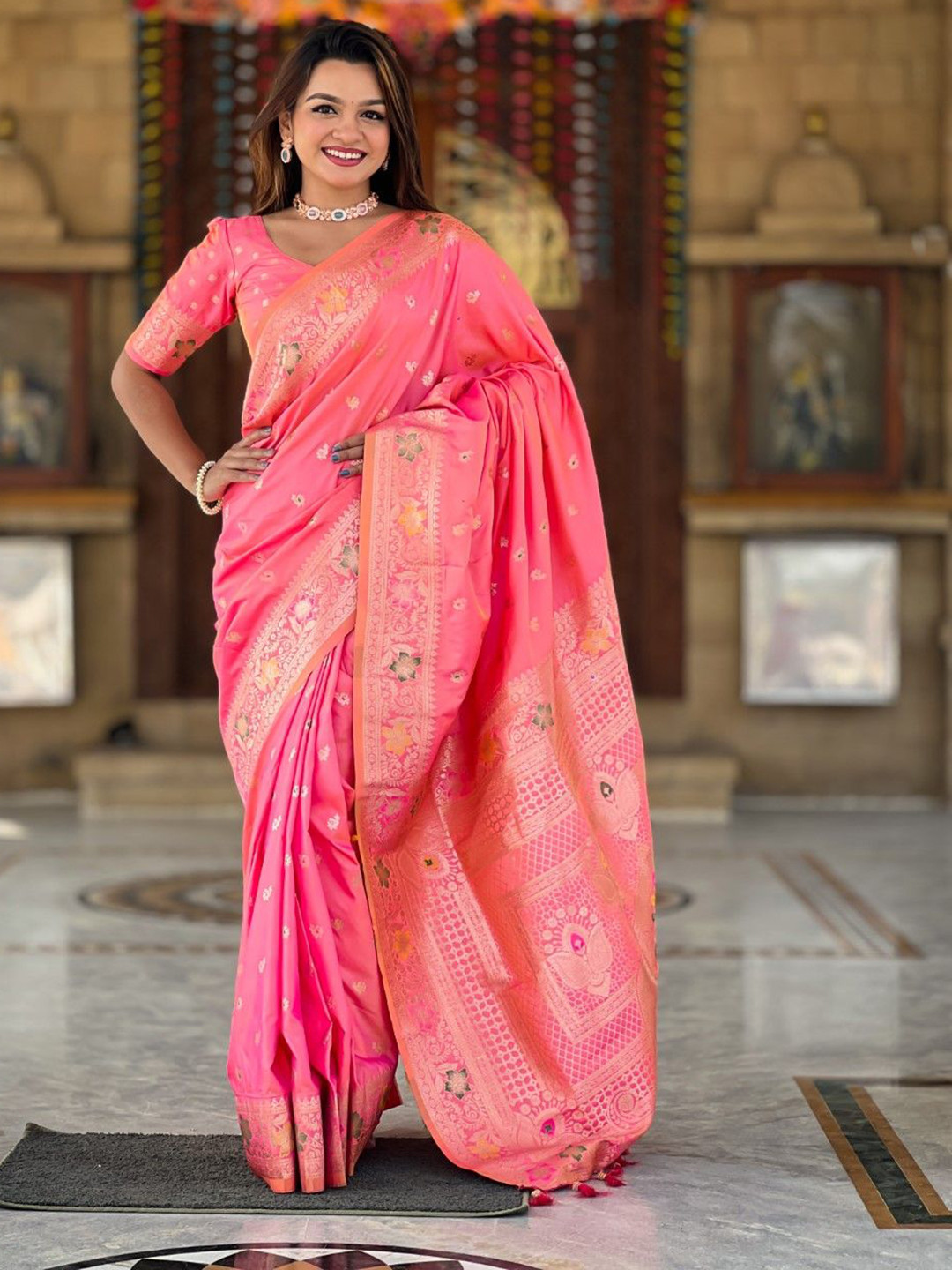 High Five Tex Ethnic Motifs Zari Art Silk Designer Banarasi Saree
