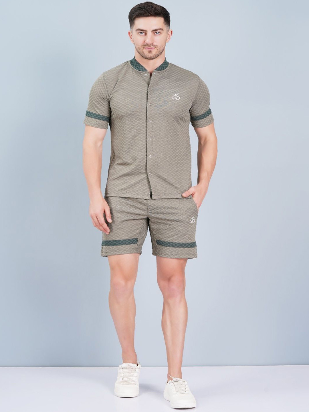 BRILLCO BIZZ Men Checked Shirt and Shorts Co-Ords