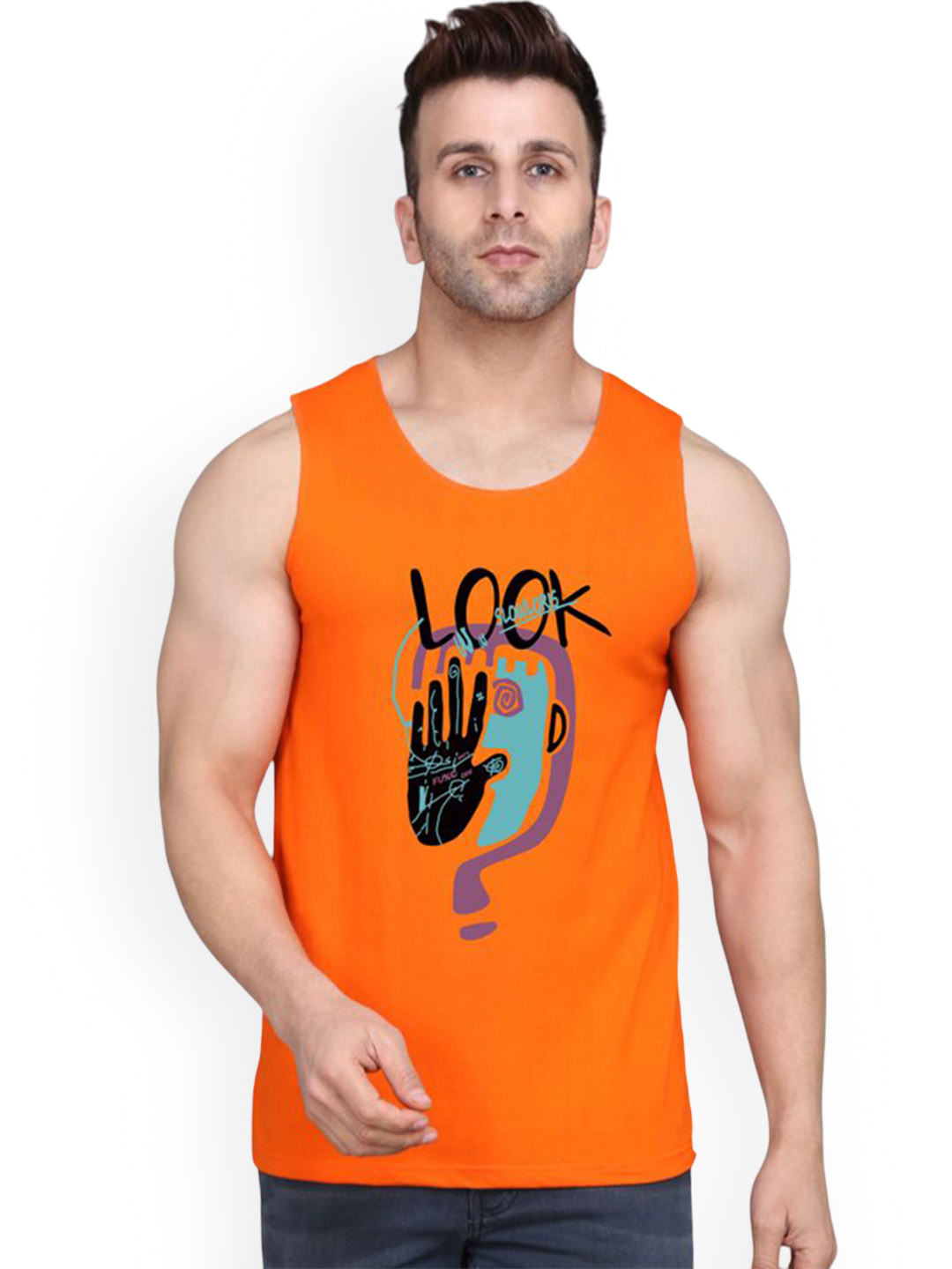 MINISTRY OF FRIENDS Printed Scoop Neck Gym Vests