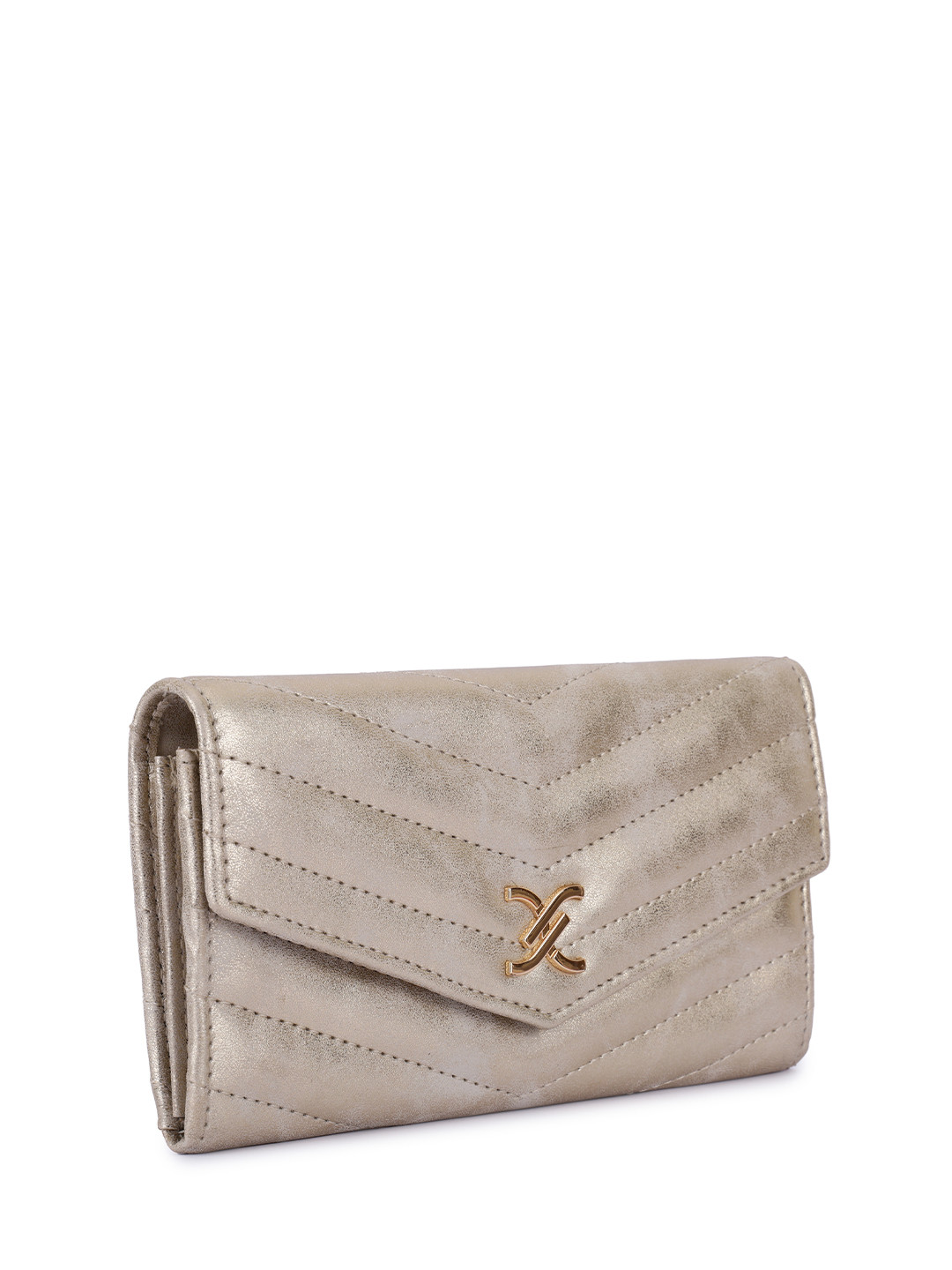 Daniel Klein Women Textured Metallic Chevron Leather Envelope Wallet