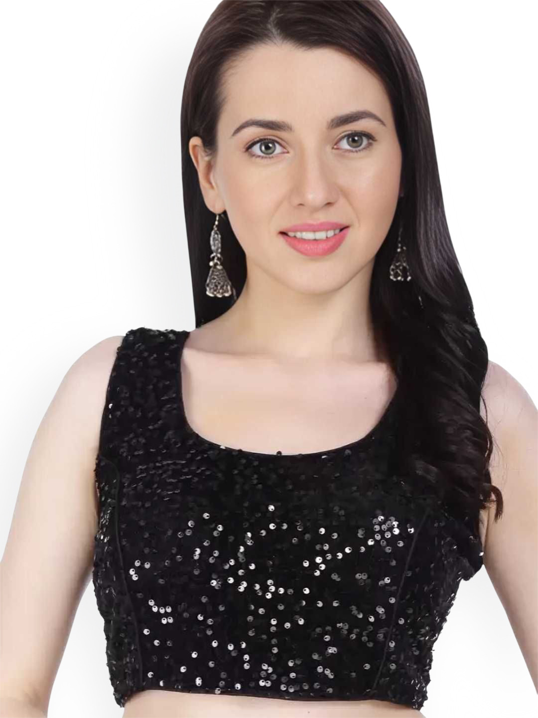 WIZULO TRENDZ Women Sequin Embellished Velvet Saree Blouse