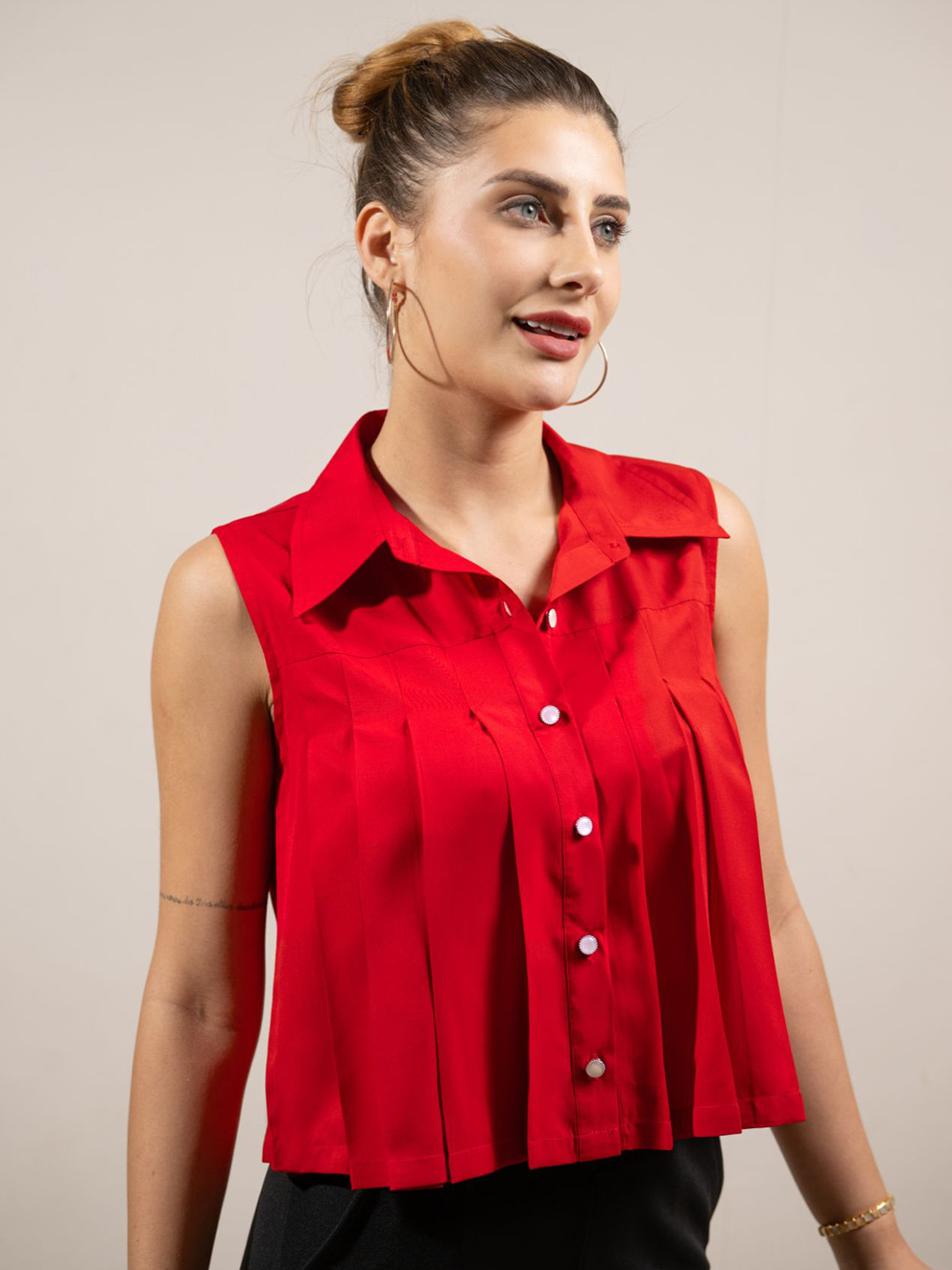 PRIDEWEAR Women Crop Shirt Style Top