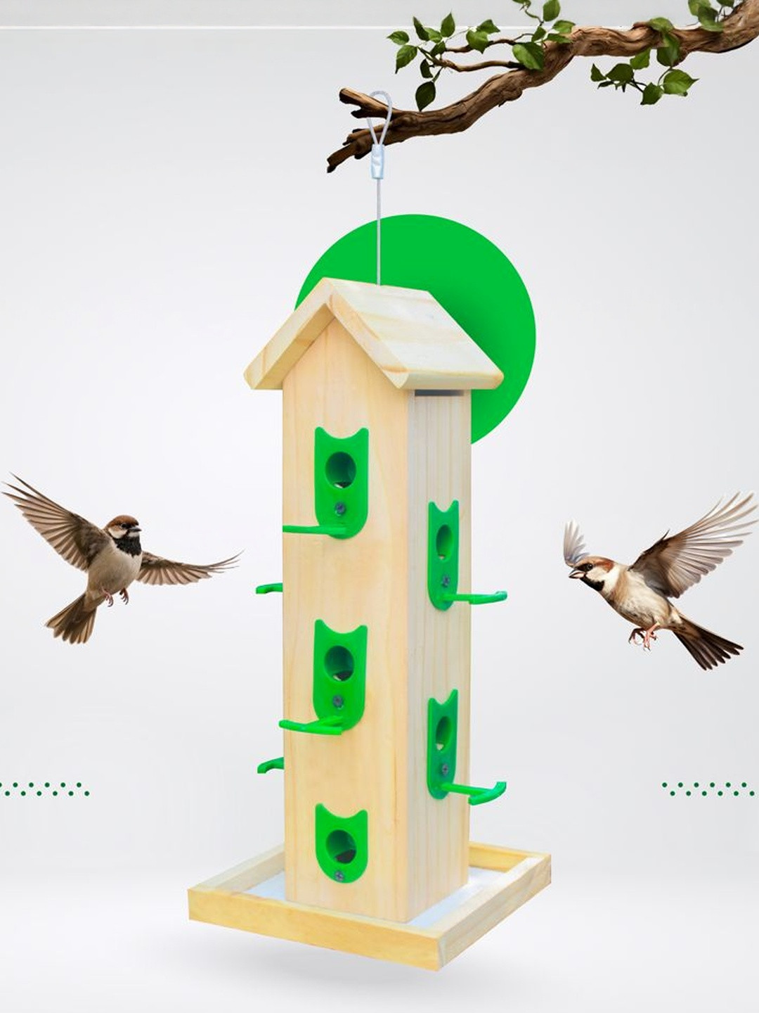 AMIJIVDAYA 1.5 KG Capacity 10 Feeding Nozzle Hanging Bird Feeder