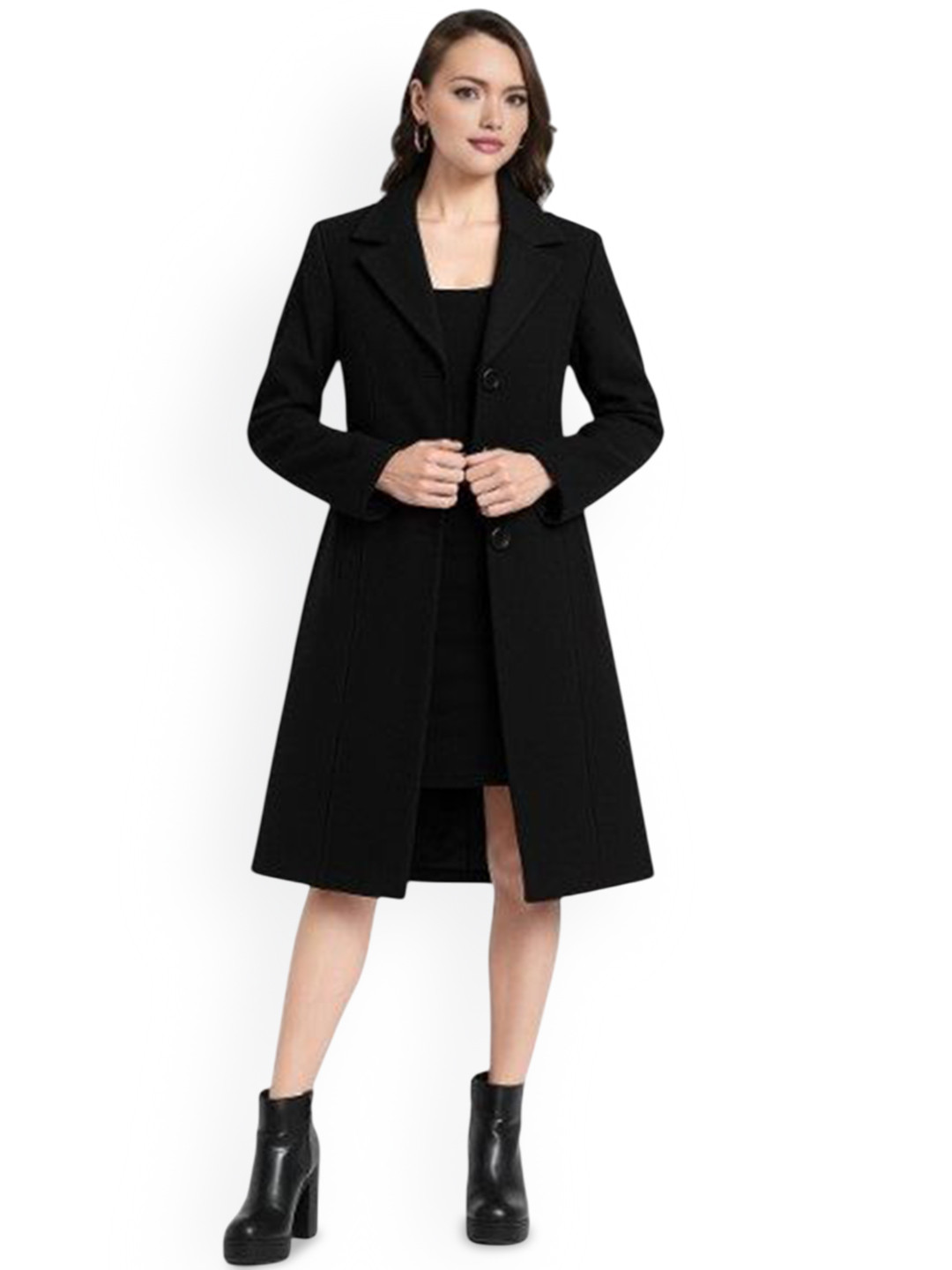BAESD Women Single-Breasted  Notched Collar Long Sleeves Wool Coats