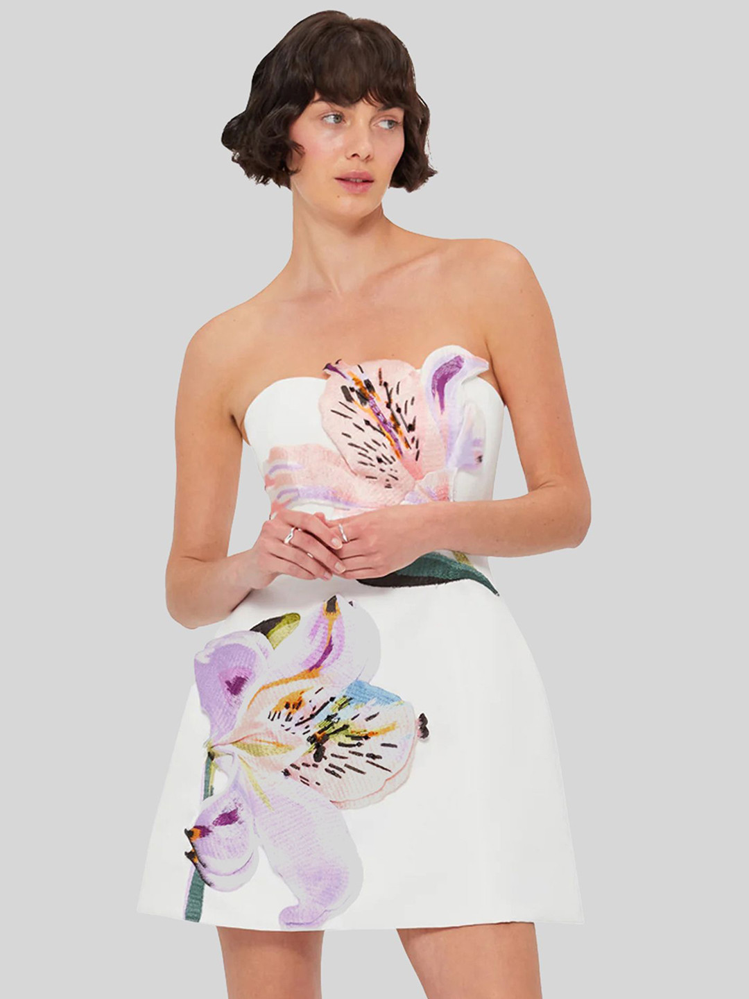 LULU & SKY Women Floral Applique Bandeau Dress