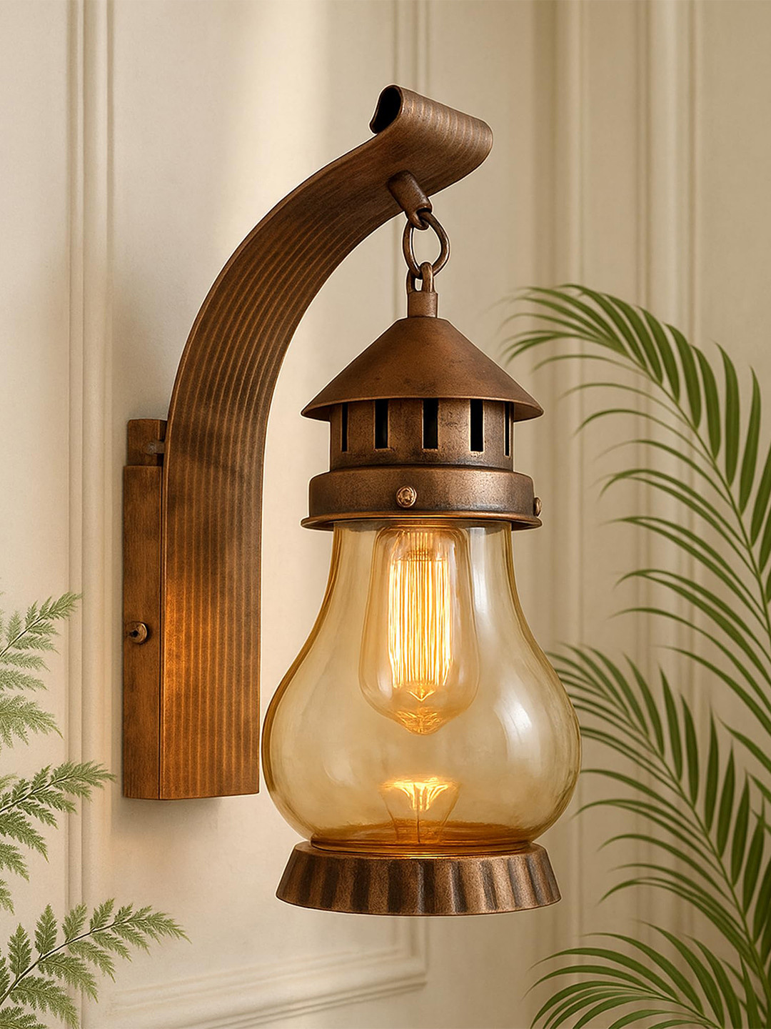 Homesake Copper-Toned Wall Lantern With Oil Rubbed Rust Finish