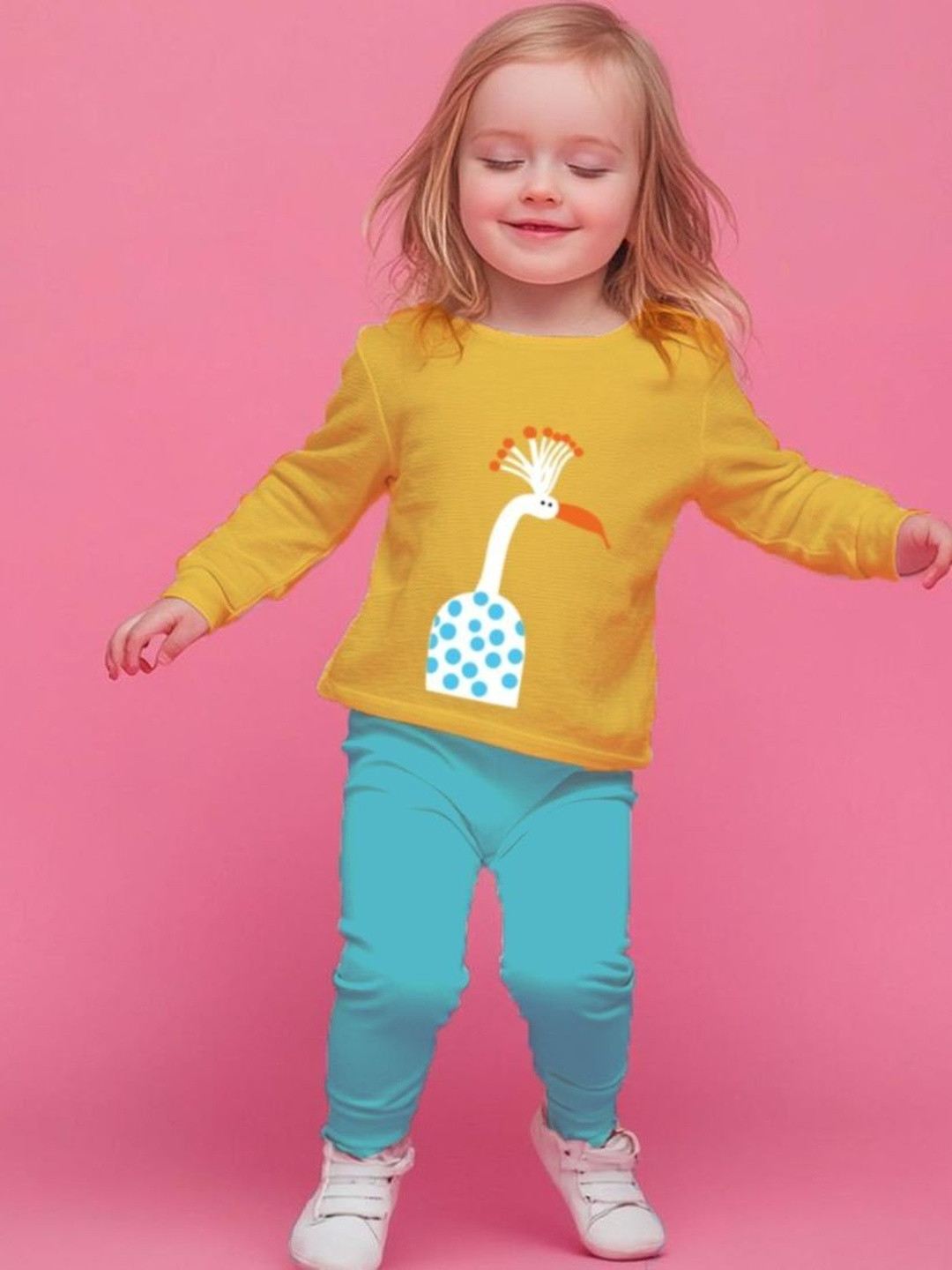 Luke & Lilly Girls Cotton Printed T-shirt with Trousers Clothing Set