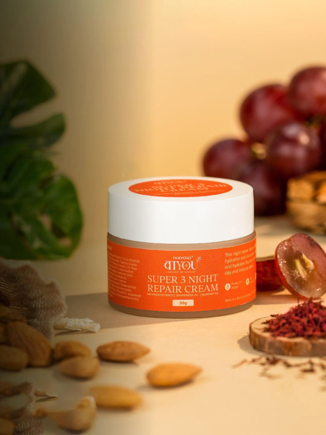 VaYou Super 3 Night Repair Cream With Almond Oil - 50 g