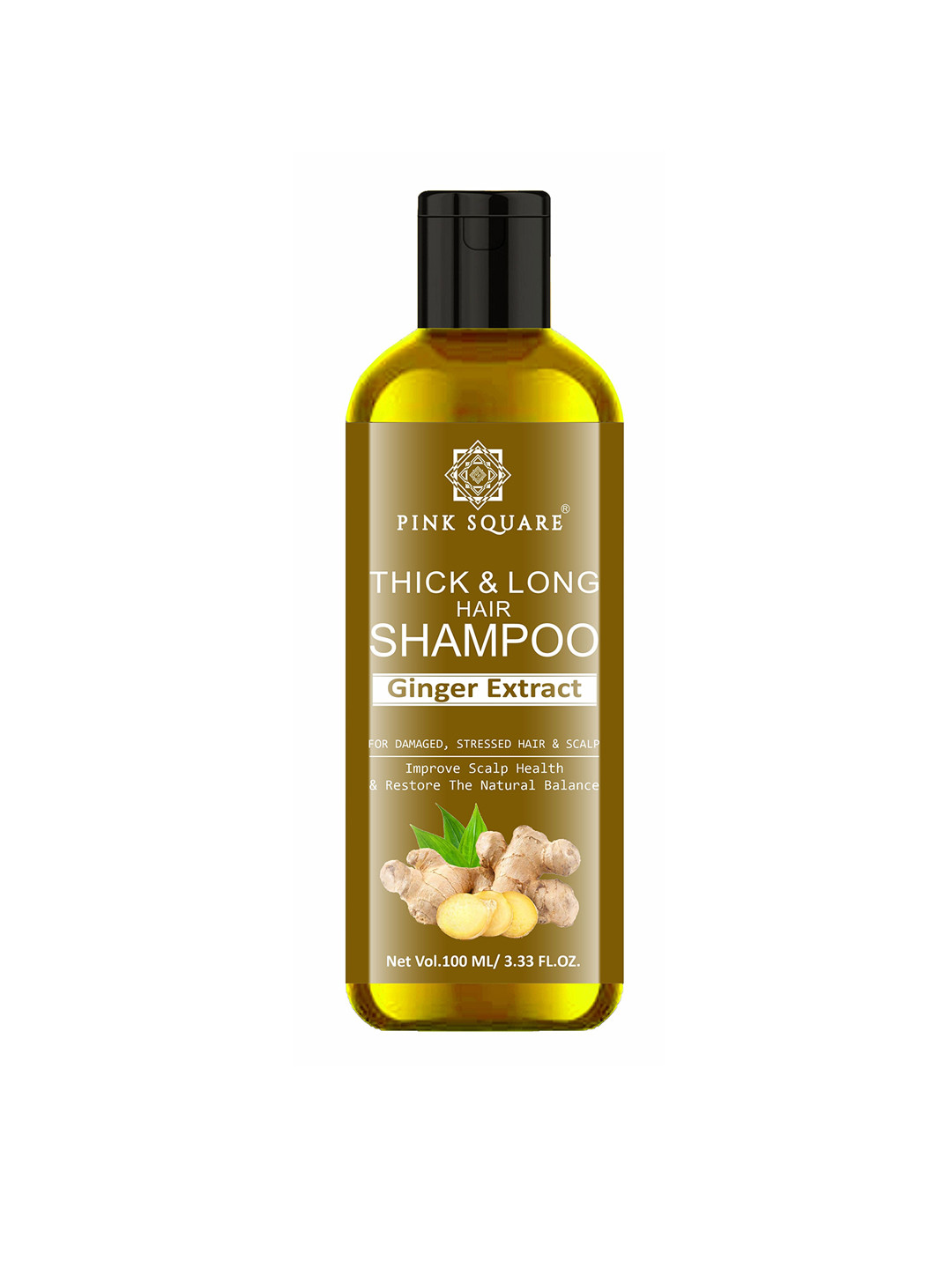Pink Square Thick & Long Hair Shampoo With Ginger Extract - 100 ml