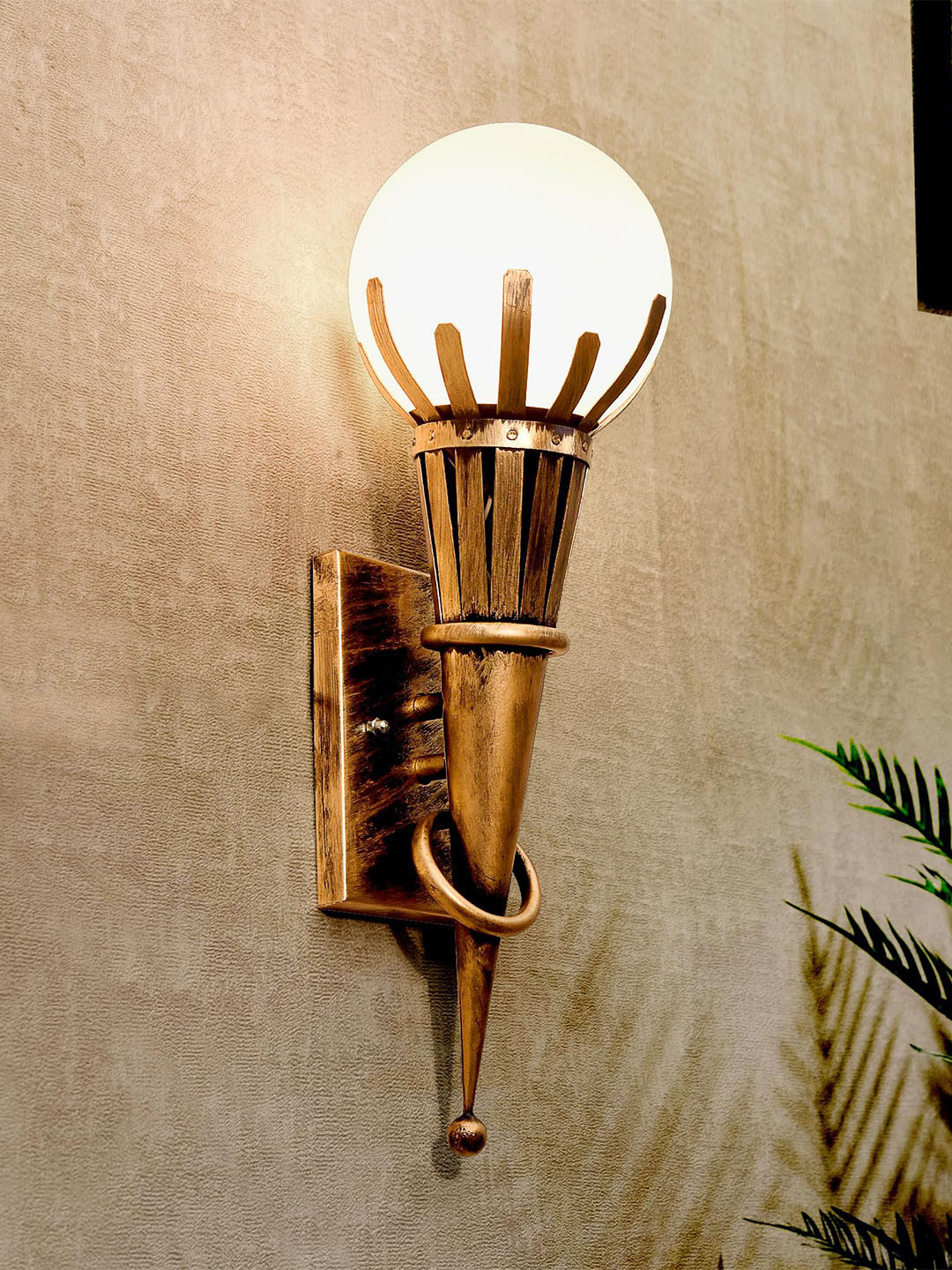 Homesake Gold-Toned Rustic Wall Lamps With Frosted Glass Shade