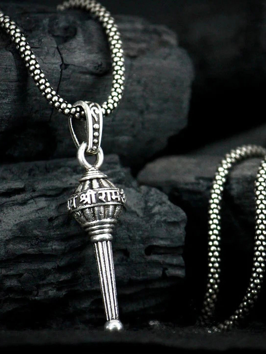 PASU FASHION Unisex Stainless Steel Shri Ram Gadha Shape Pendant With Chain