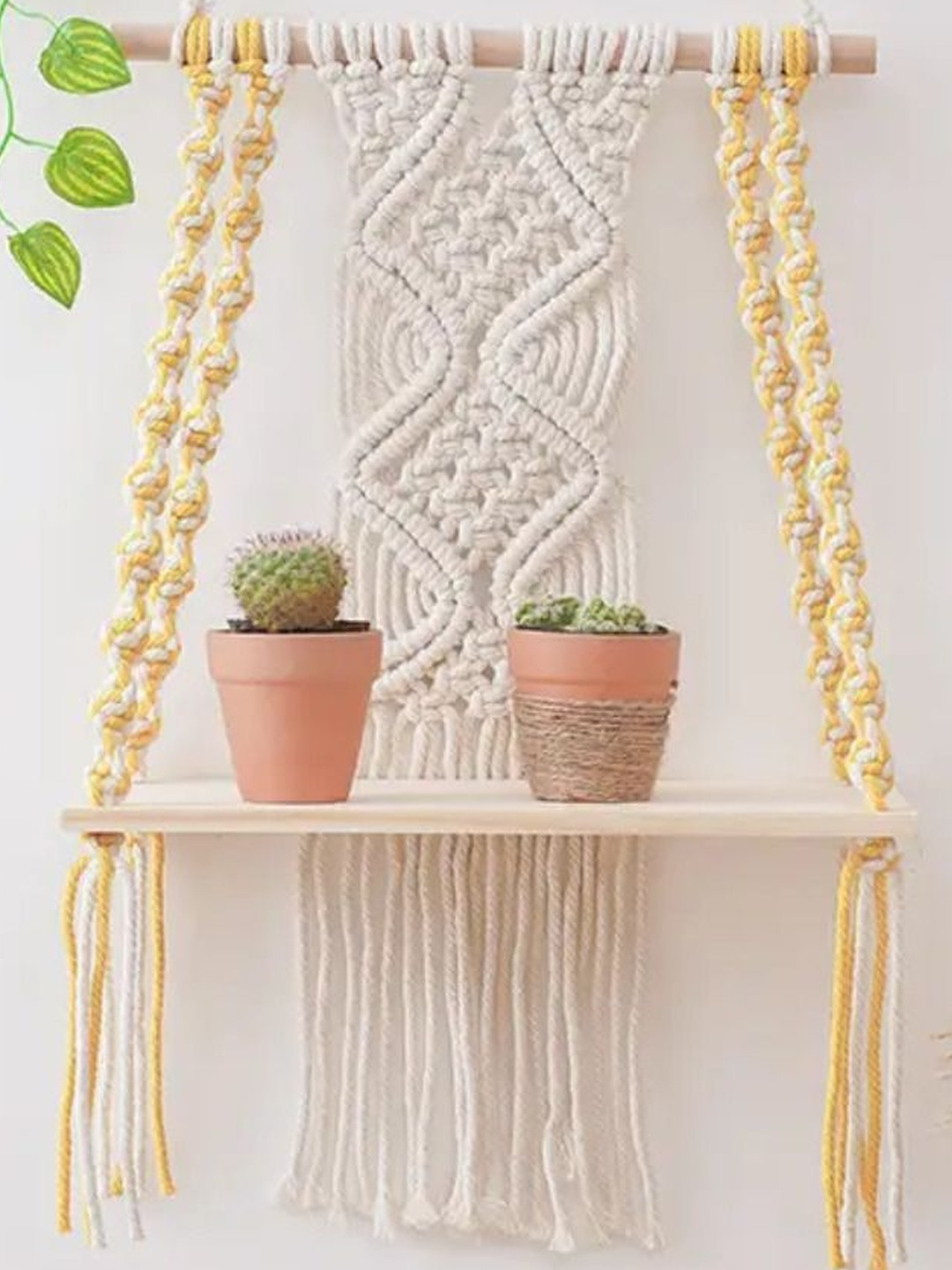Aain Handcrafted Macrame Wall Hanging Shelf