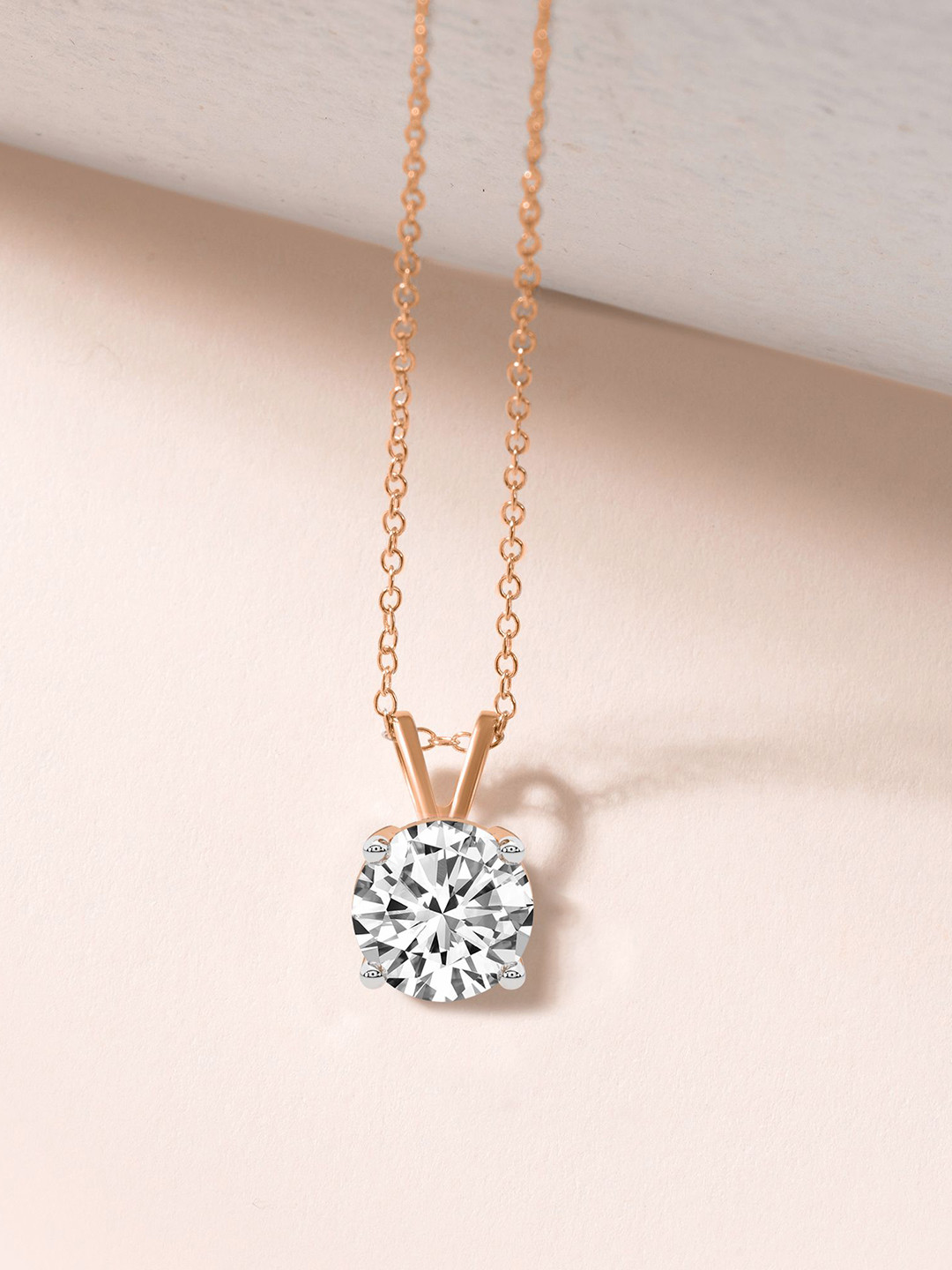 Sparkles 14Kt Gold Prong Round Solitaire Pendant With Diamond - 1g