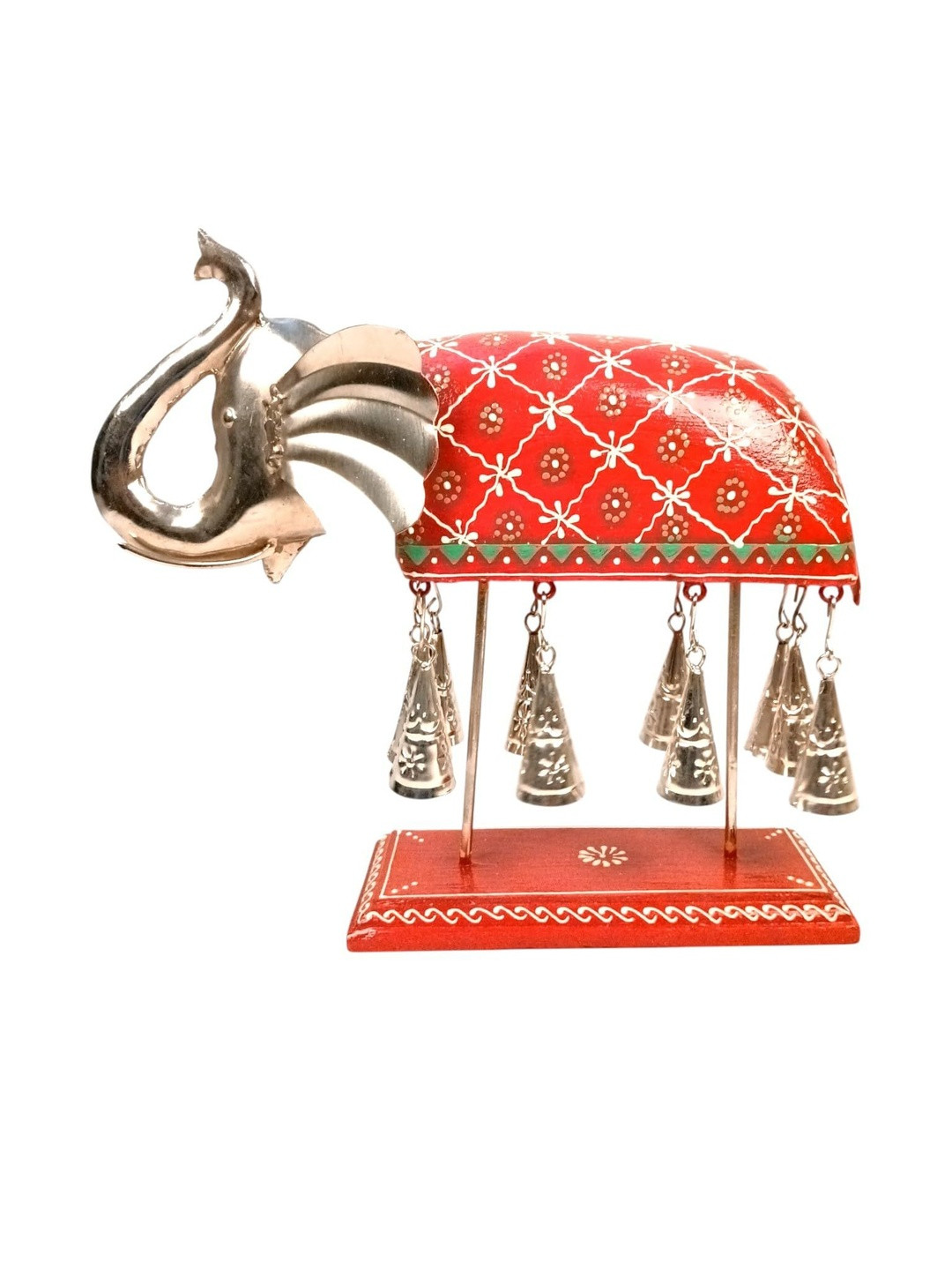 apka mart Red Elephant With Bells Showpiece