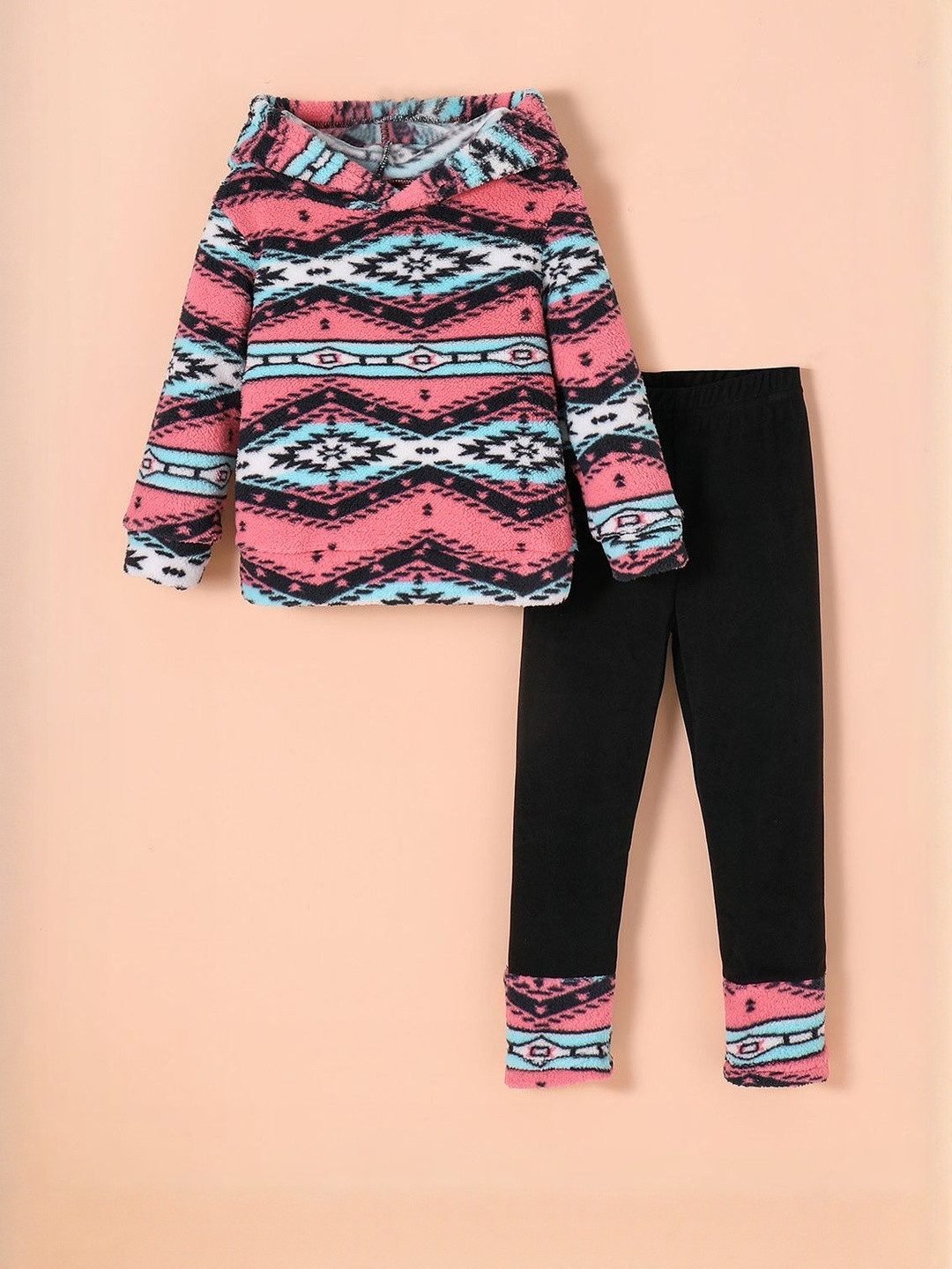 Hopscotch Girls Hooded Blouse & Leggings Set