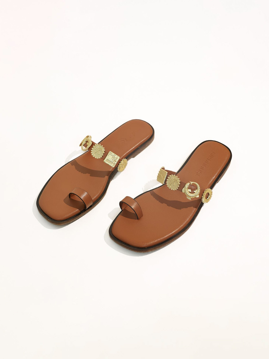 BIRDHOUSE Women Birdhouse Matsya Flats Dark Tan Sleek Office Option Open Toe Flats