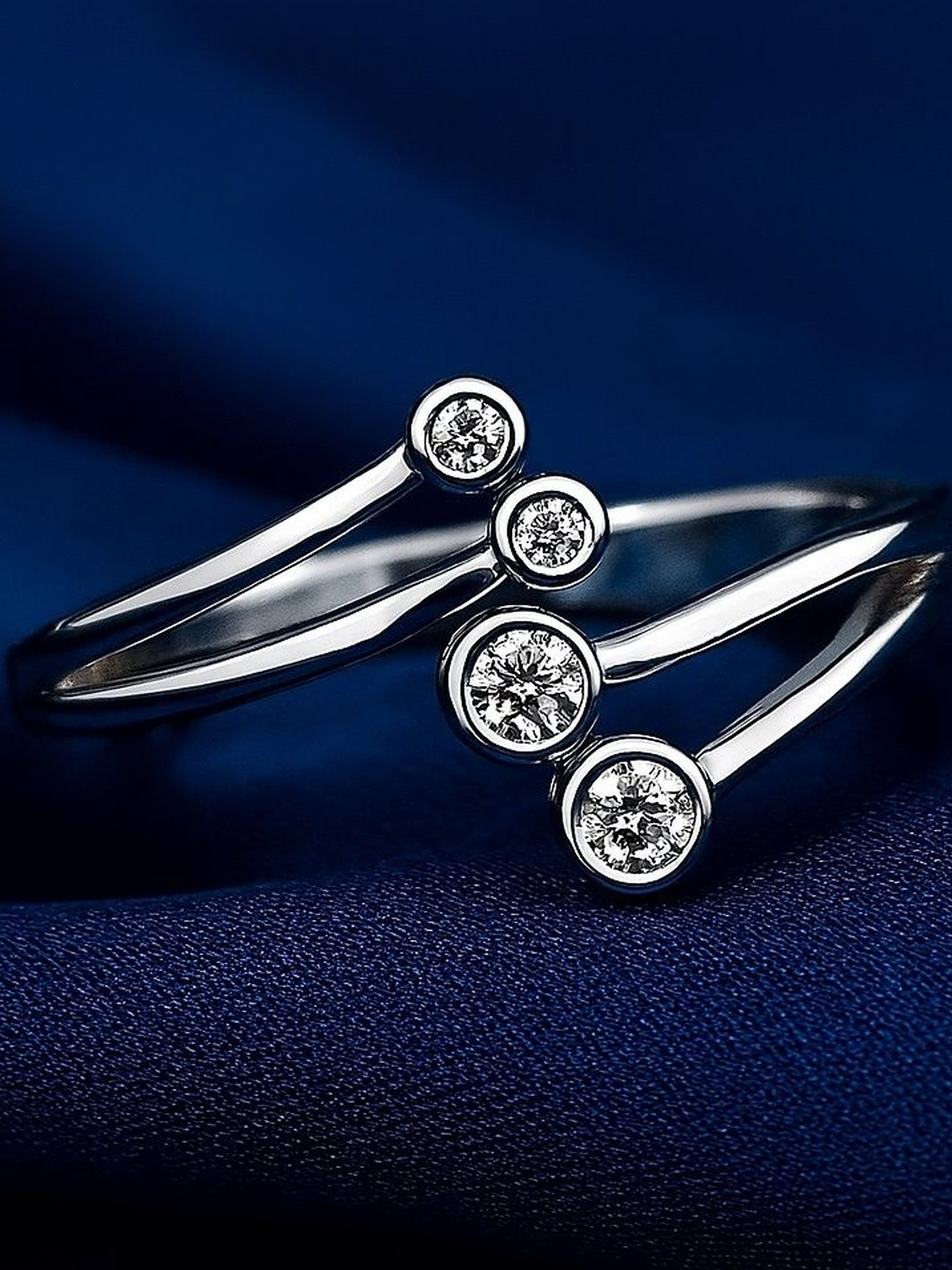 Silver by HM Women Silver Sterling Steel With Zircon Ring