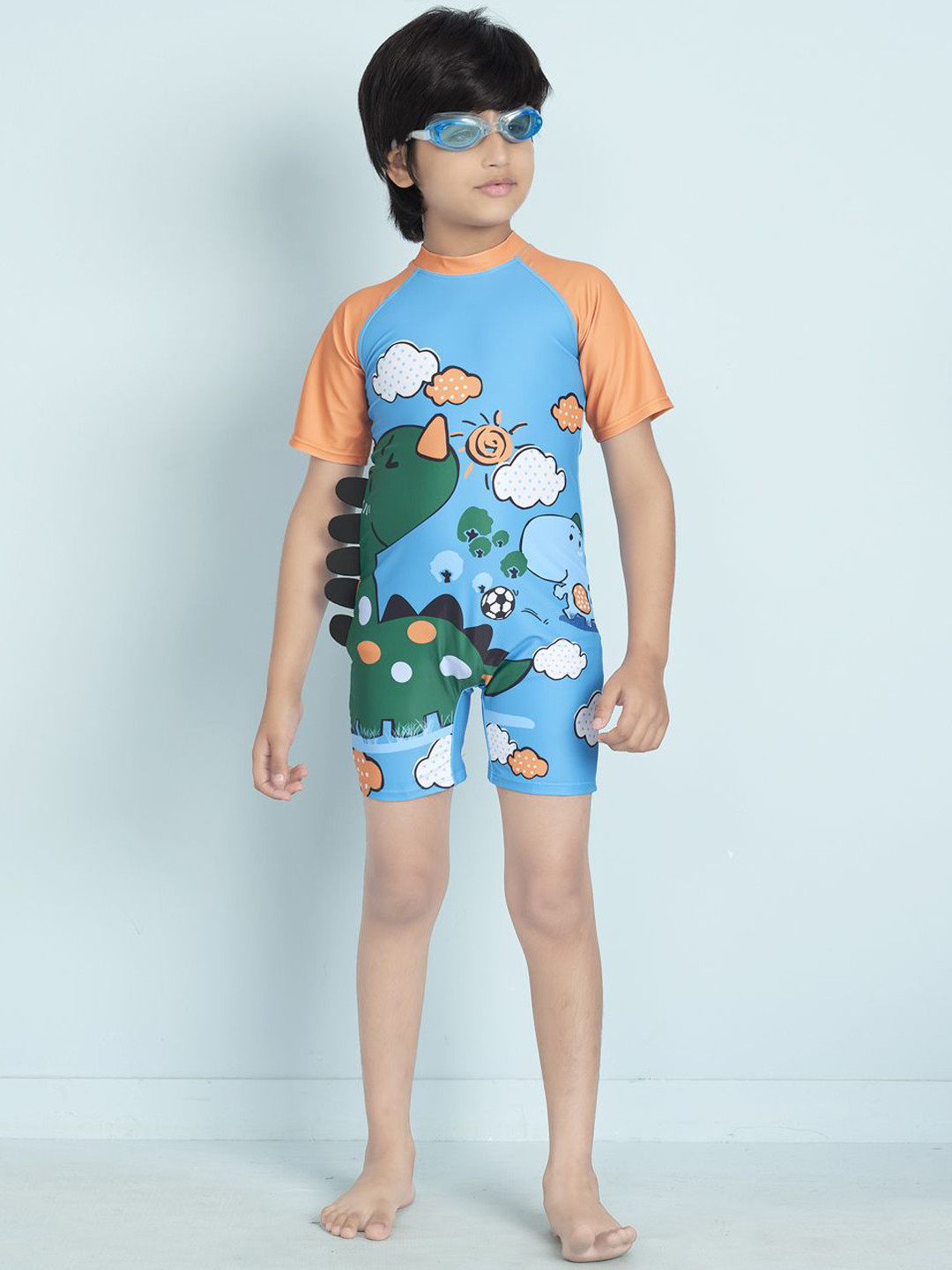 BAESD Boys Animal Printed Round Neck Legsuit With Goggle