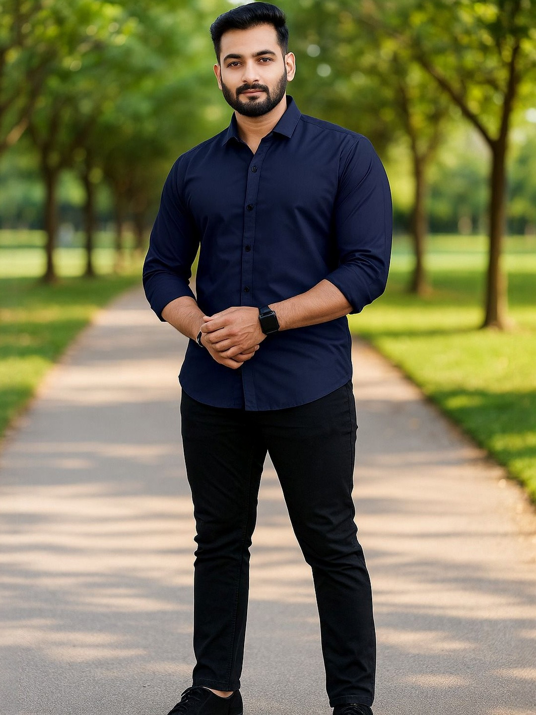 Moda Rapido Men Cotton Blend Regular Fit Normal Collar Full Sleeve Shirt