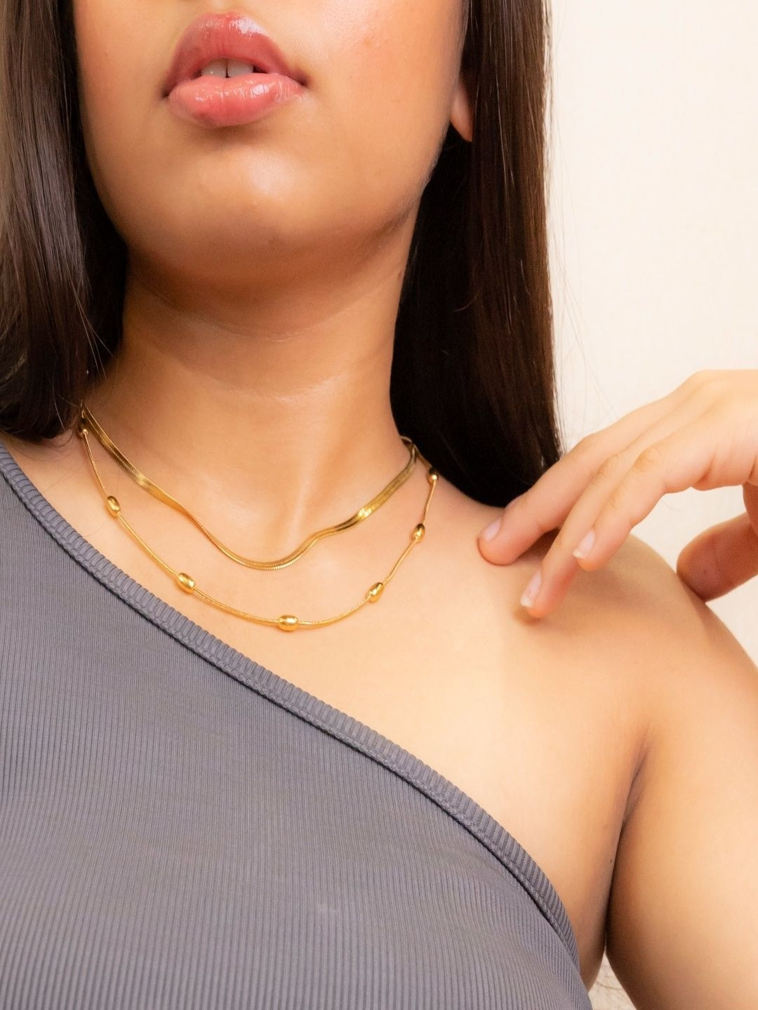 THE OPAL JEWELS Gold-Plated Layered Minimal Chain