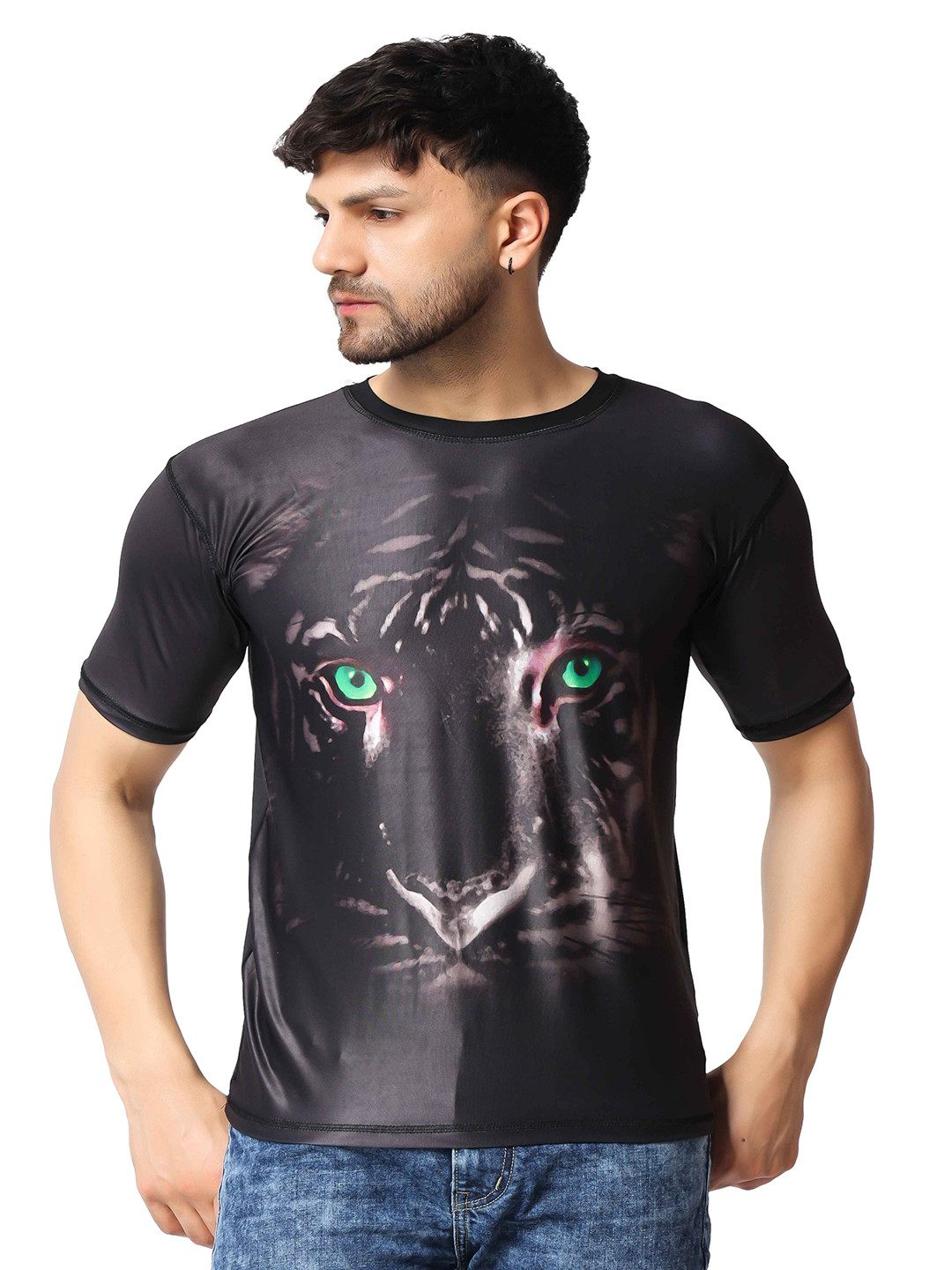 Flirty Soul Men Dri-FIT Graphic Printed Round Neck Slim Fit T-shirt