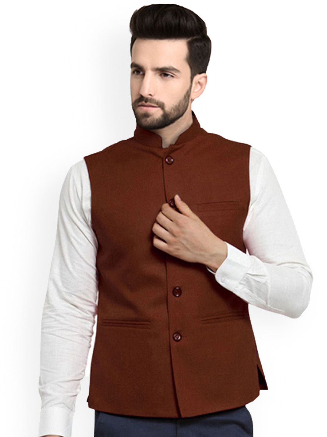 TREEMODA Men Mandarin Collared Nehru Jackets